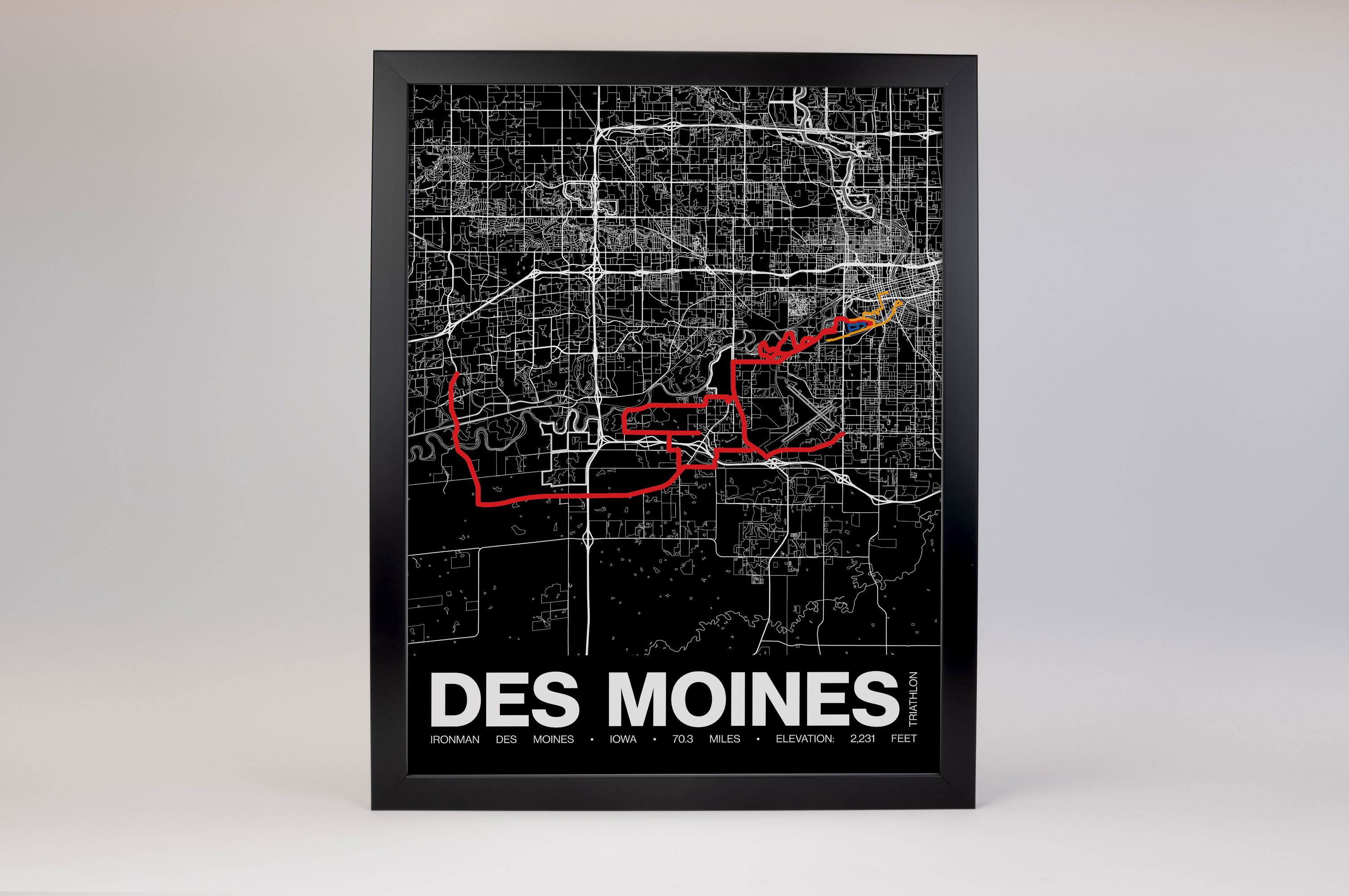 Ironman 70.3 Des Moines Poster - Grid Style