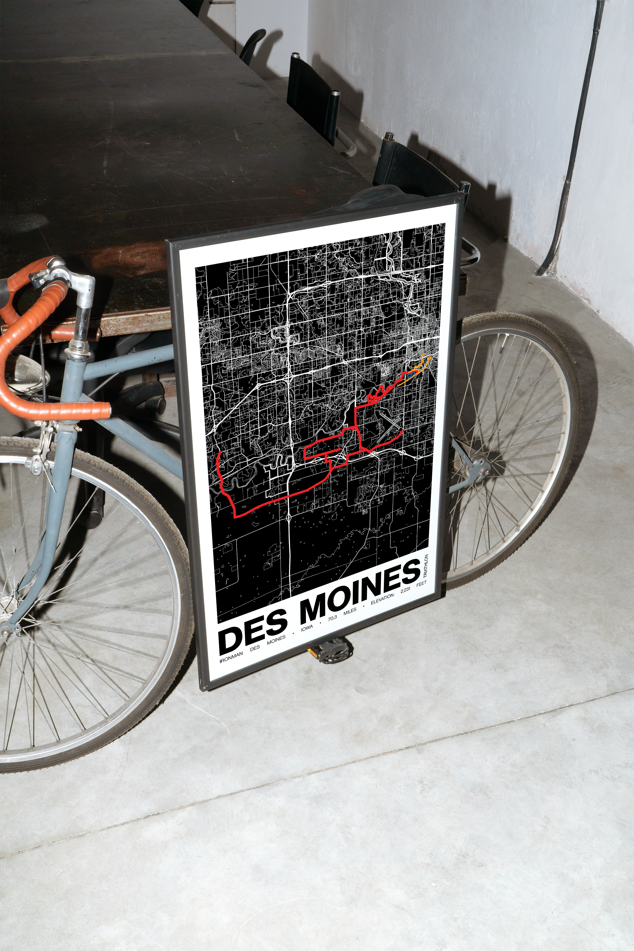 Ironman 70.3 Des Moines Poster - Grid Style