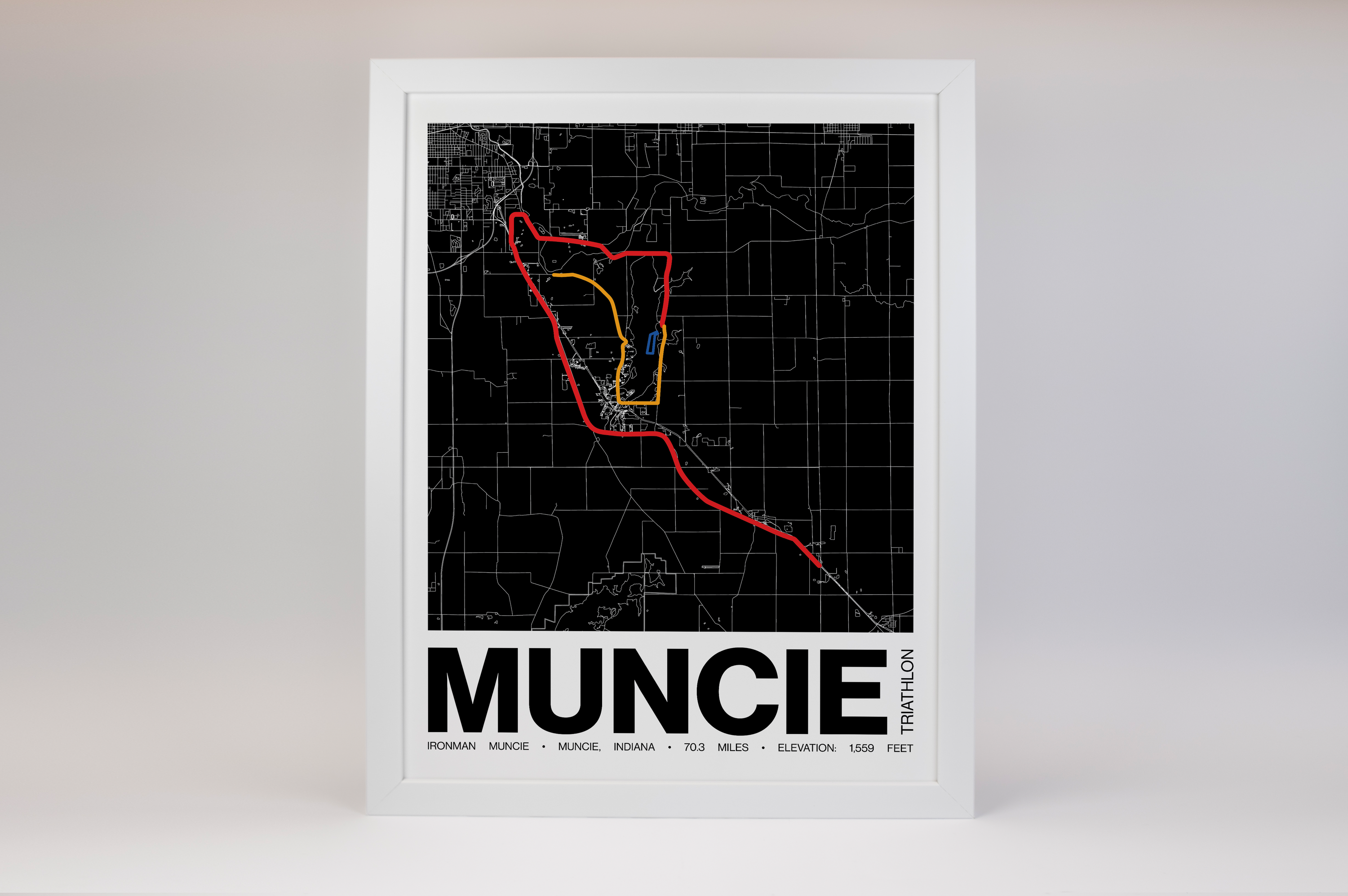 Ironman 70.3 Muncie Poster - Grid Style