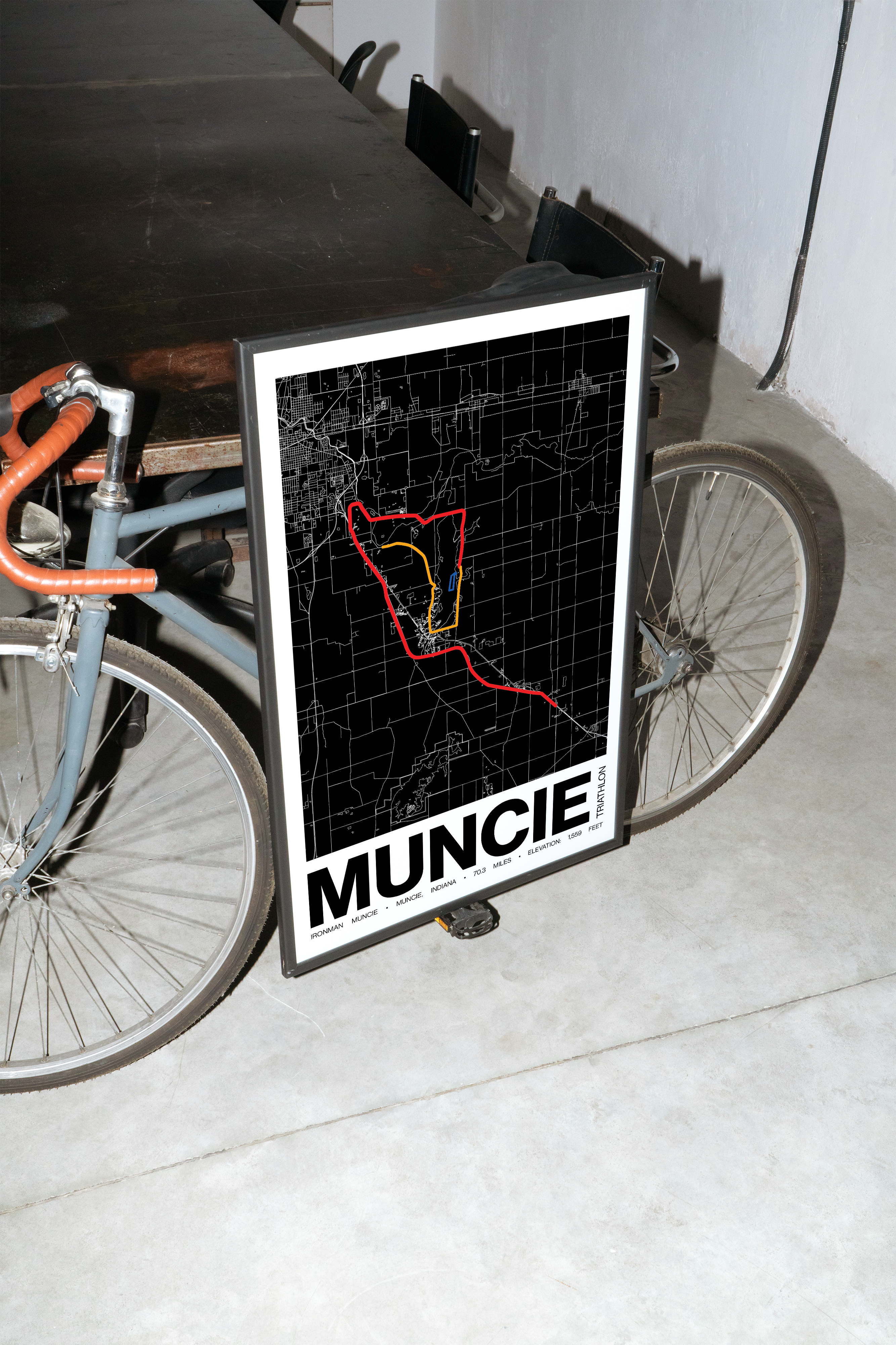 Ironman 70.3 Muncie Poster - Grid Style