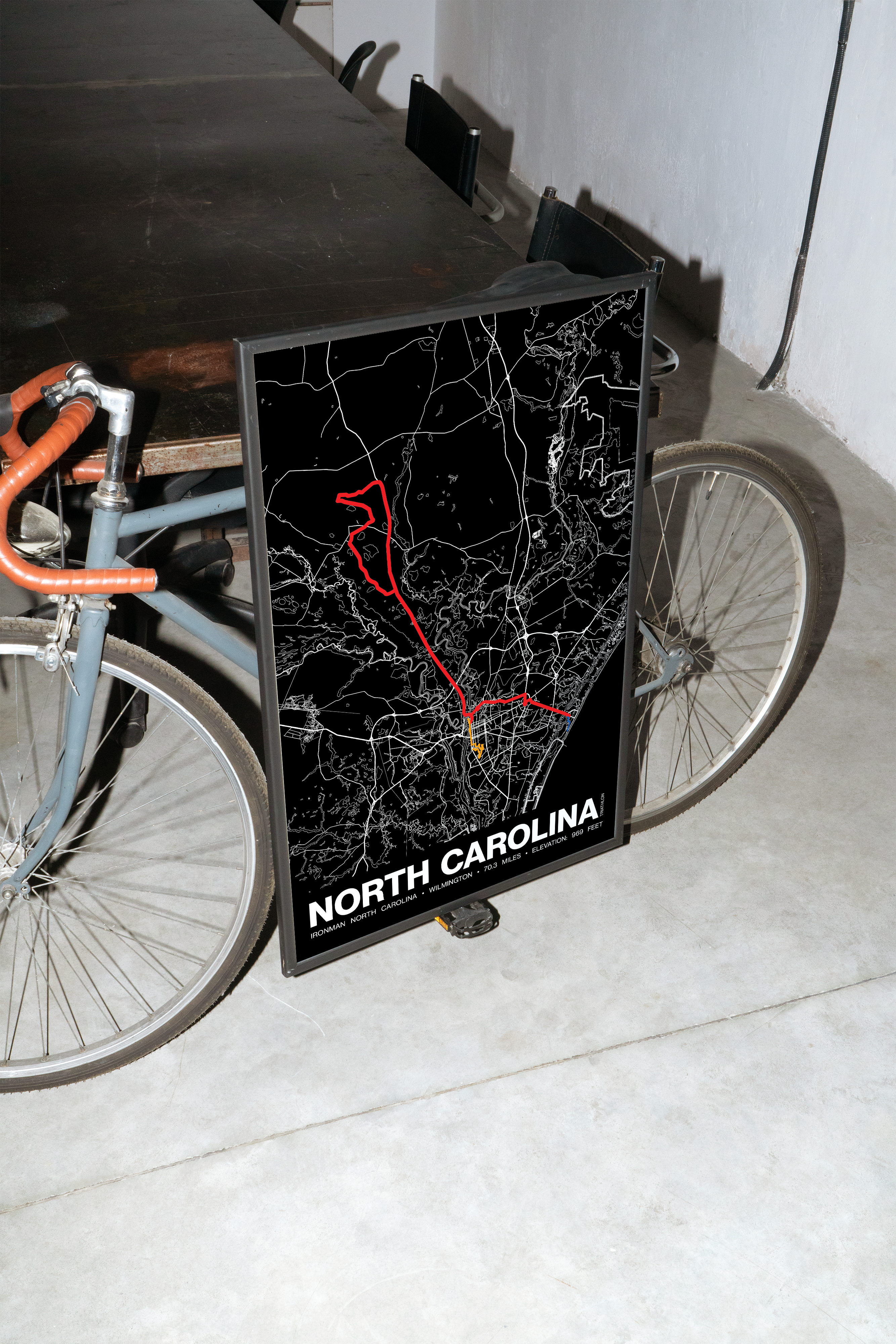 Ironman 70.3 North Carolina Poster - Grid Style