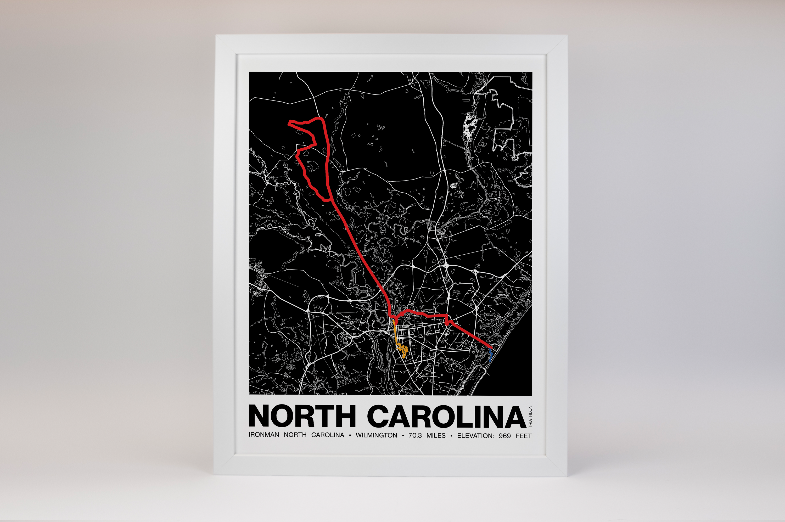 Ironman 70.3 North Carolina Poster - Grid Style