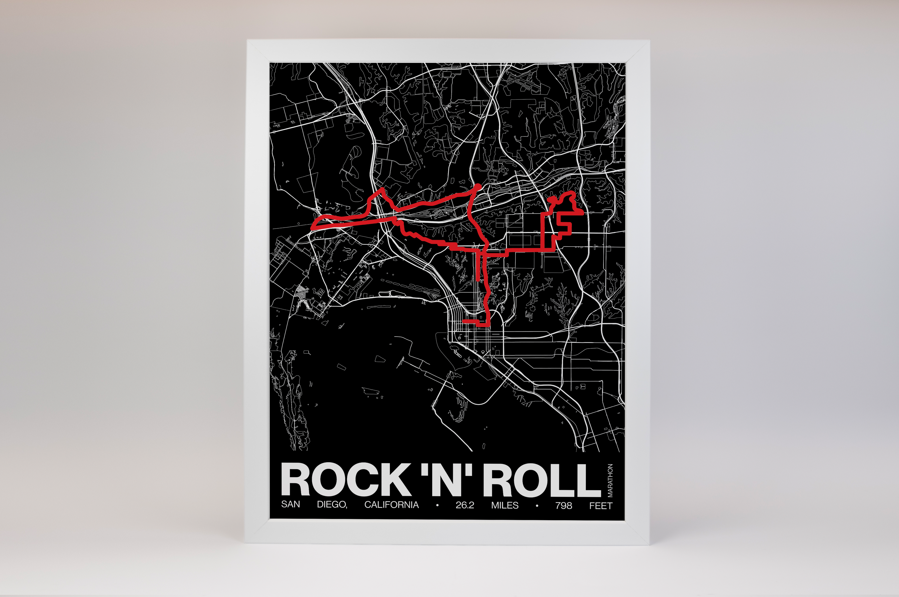 Rock 'n' Roll San Diego Marathon Poster - Grid Style