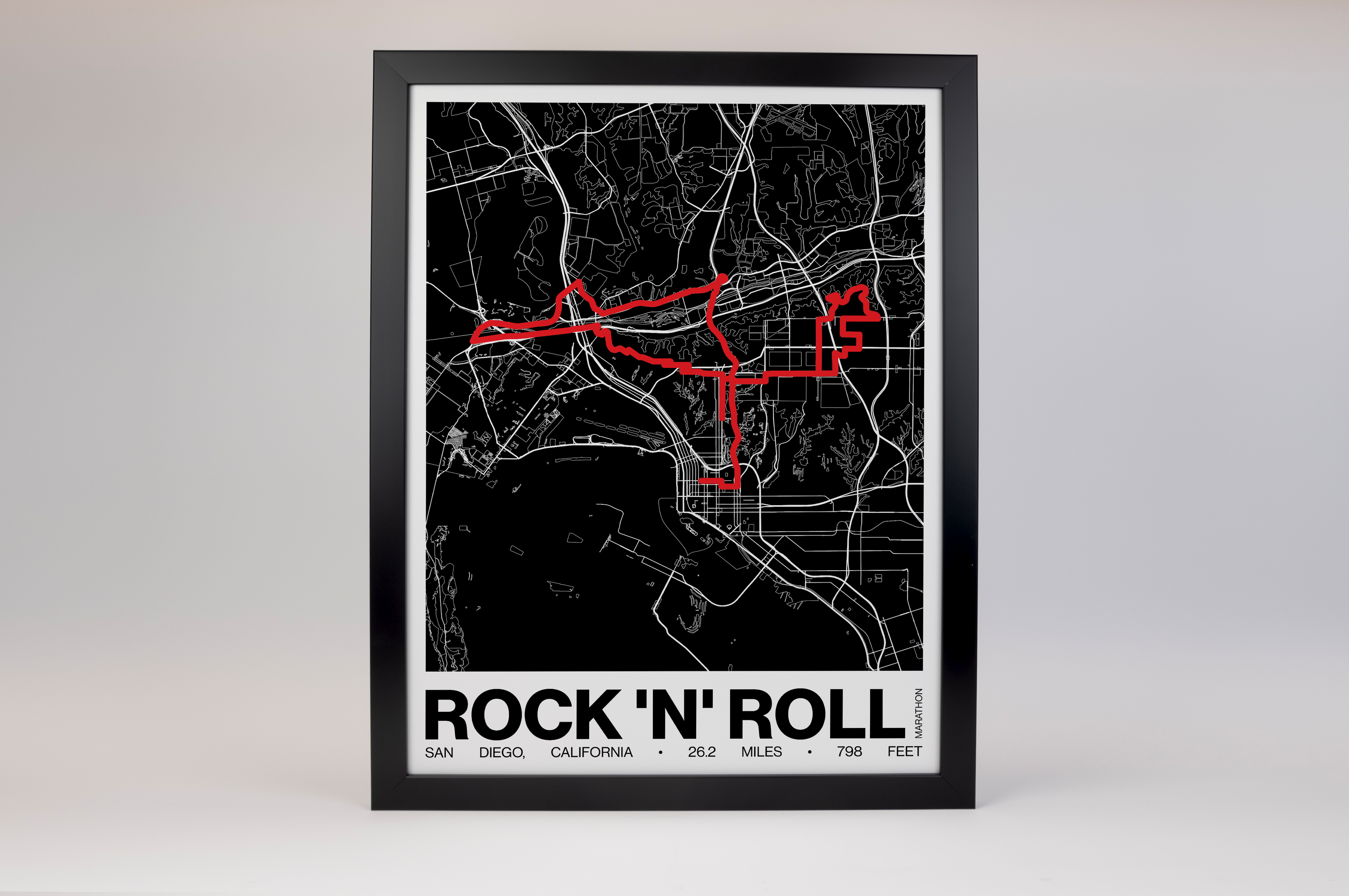 Rock 'n' Roll San Diego Marathon Poster - Grid Style