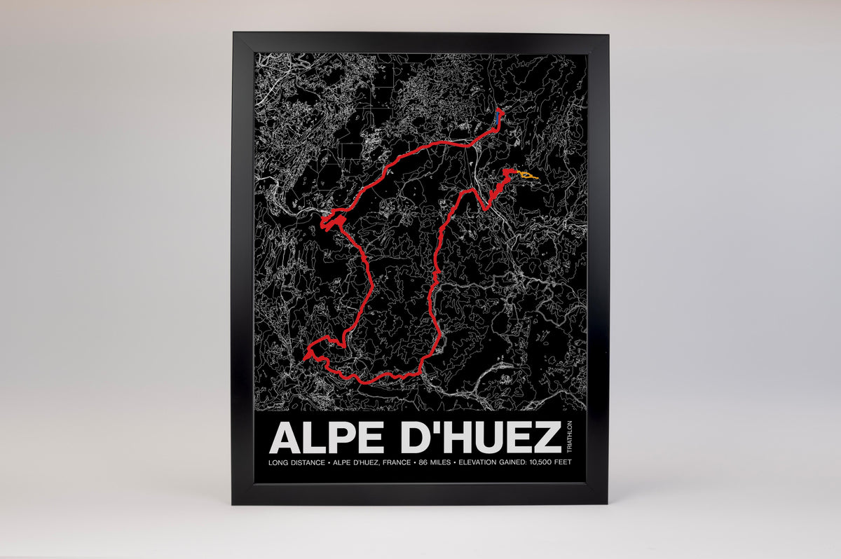Alpe d'Huez Triathlon Long Distance Poster - Grid Style