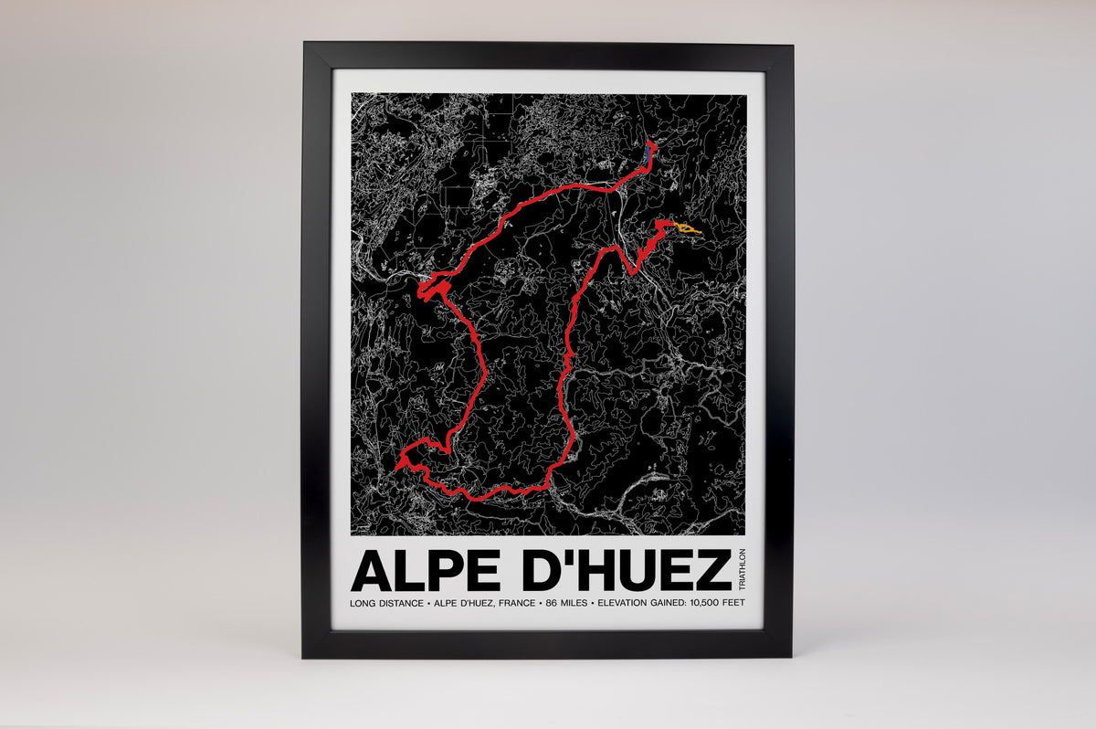 Alpe d'Huez Triathlon Long Distance Poster - Grid Style