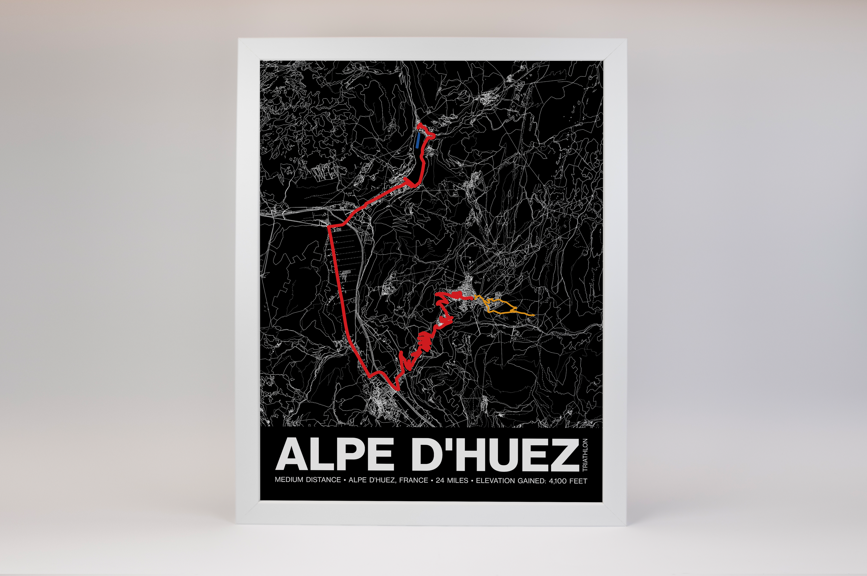 Alpe d'Huez Triathlon Medium Distance Poster - Grid Style