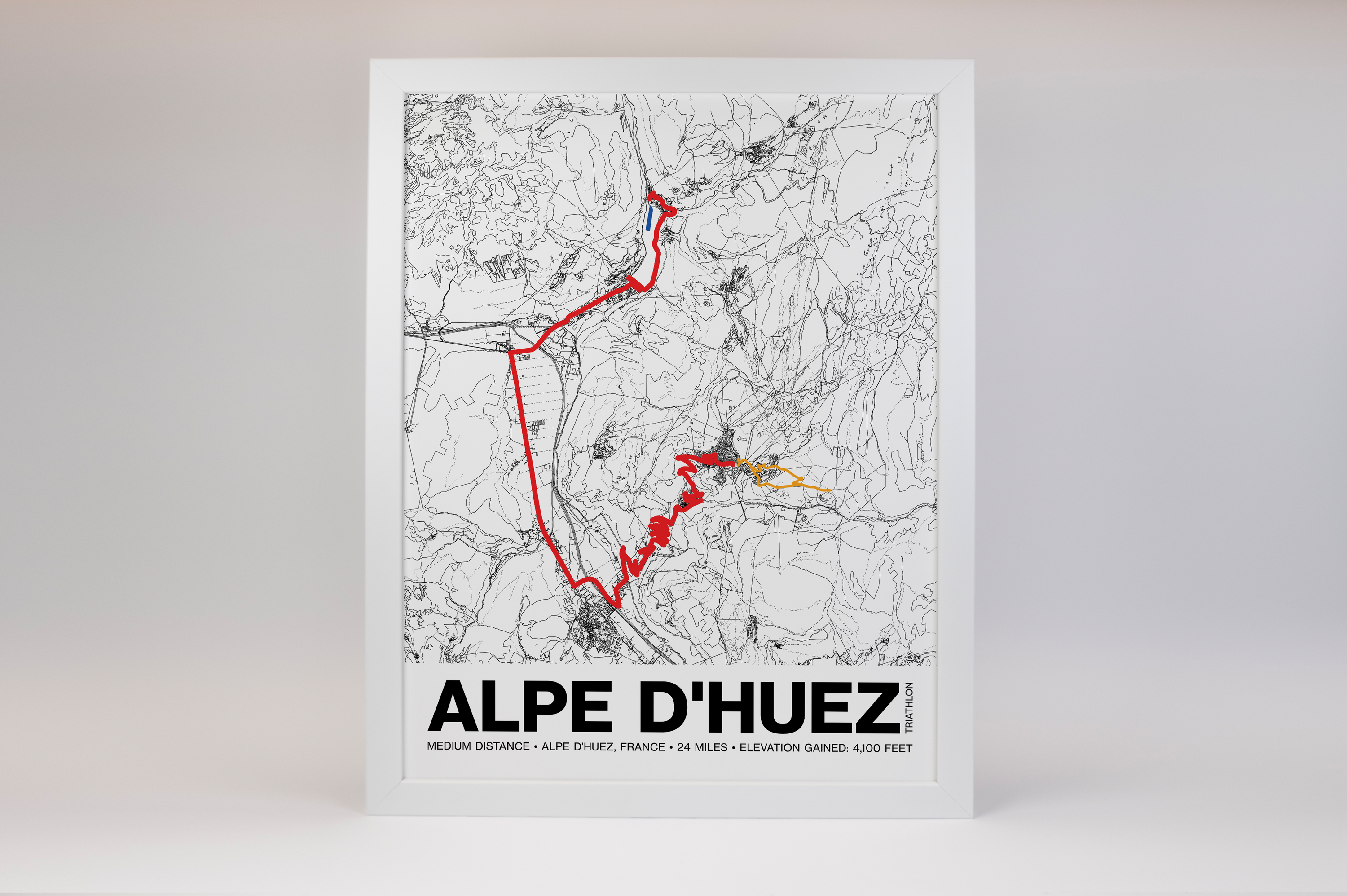 Alpe d'Huez Triathlon Medium Distance Poster - Grid Style
