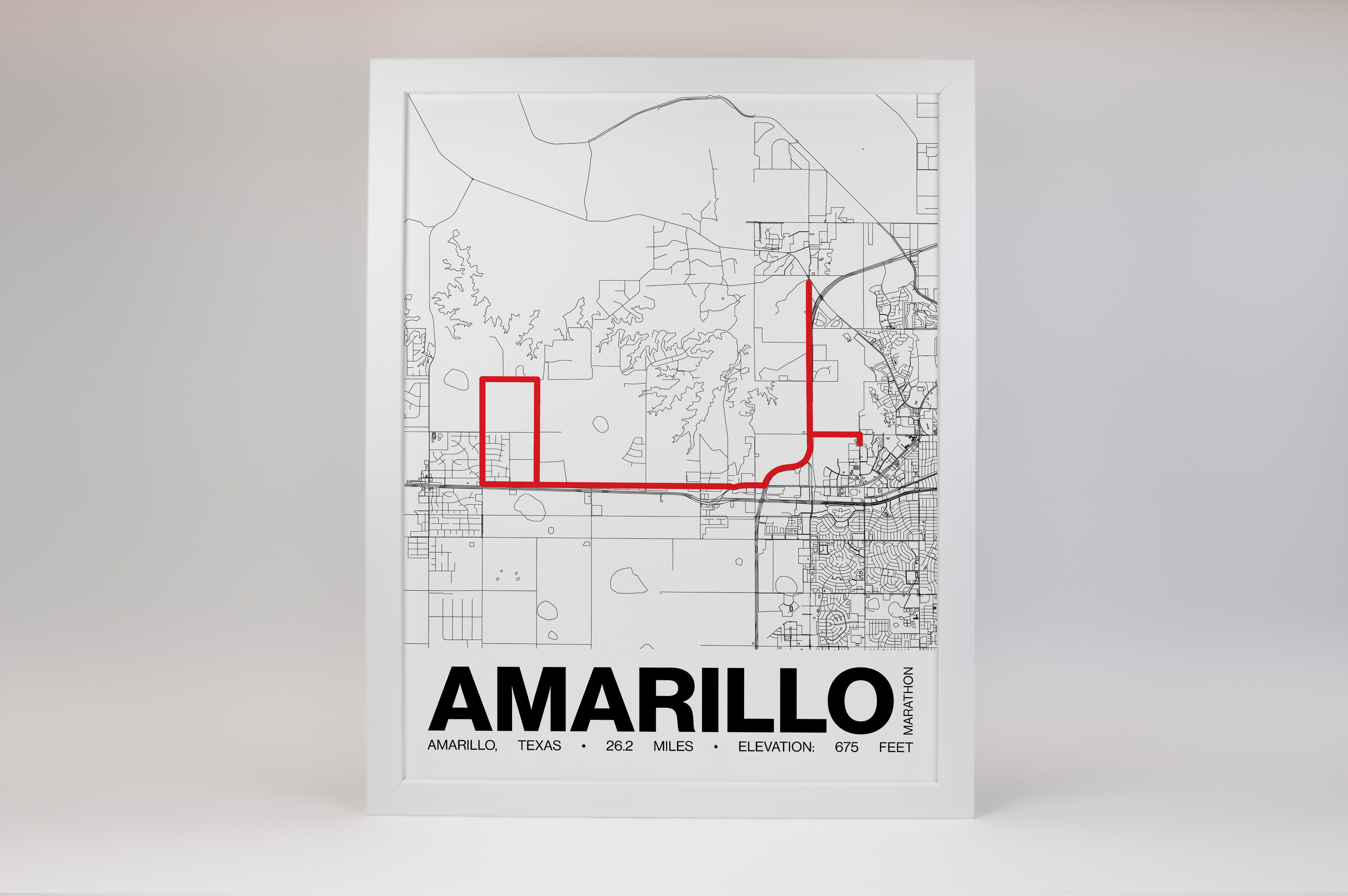 Amarillo Marathon Poster - Grid Style