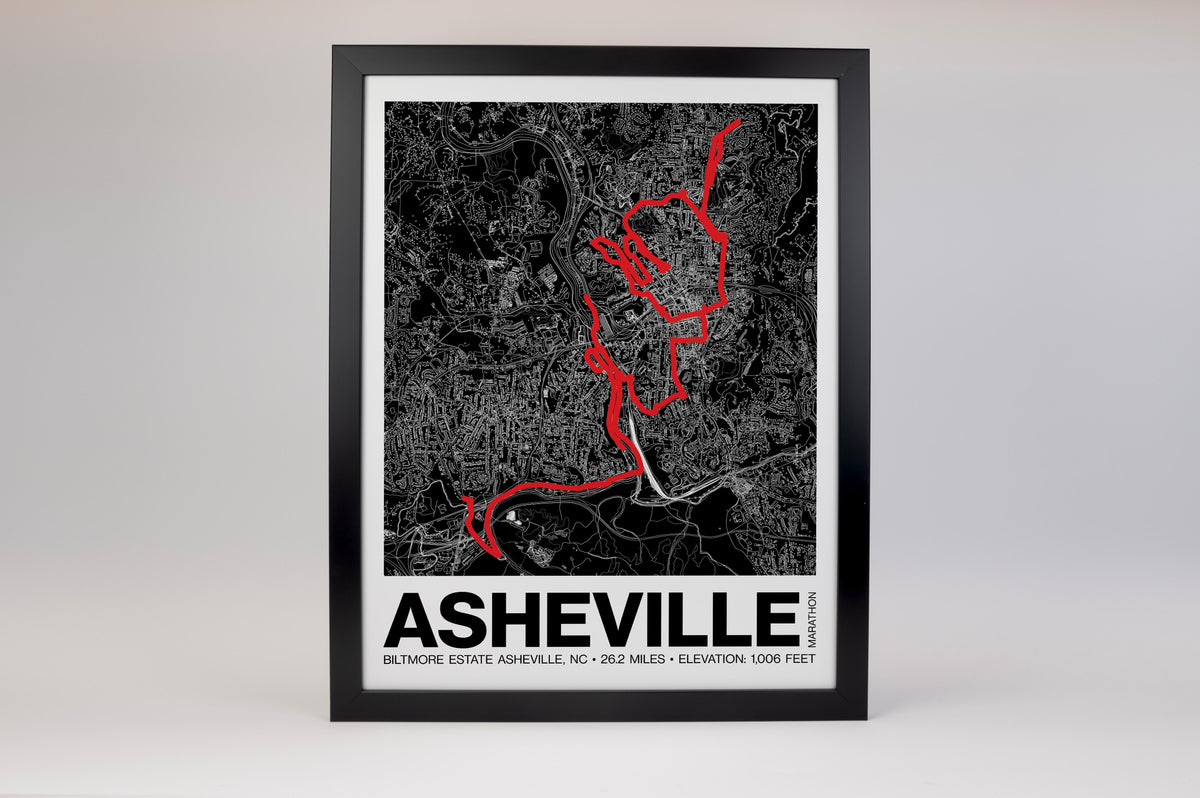 Asheville Marathon Poster - Grid Style