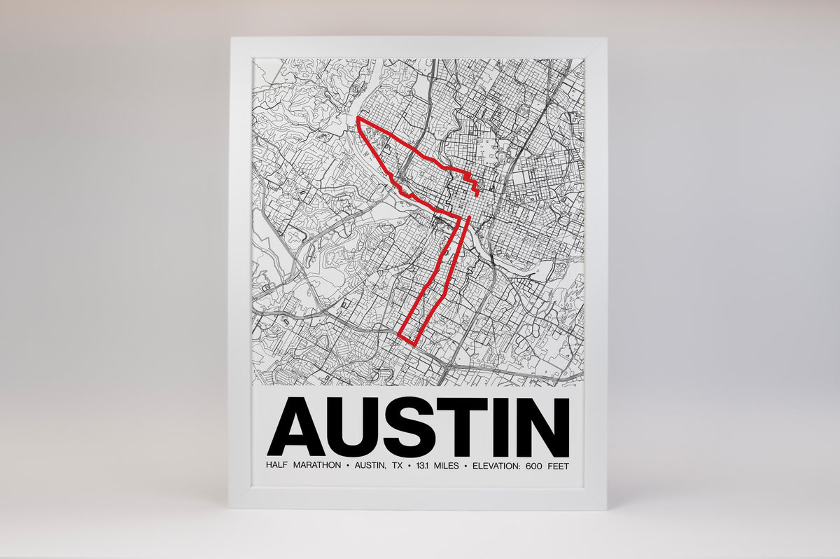 Austin Half Marathon Poster - Grid Style