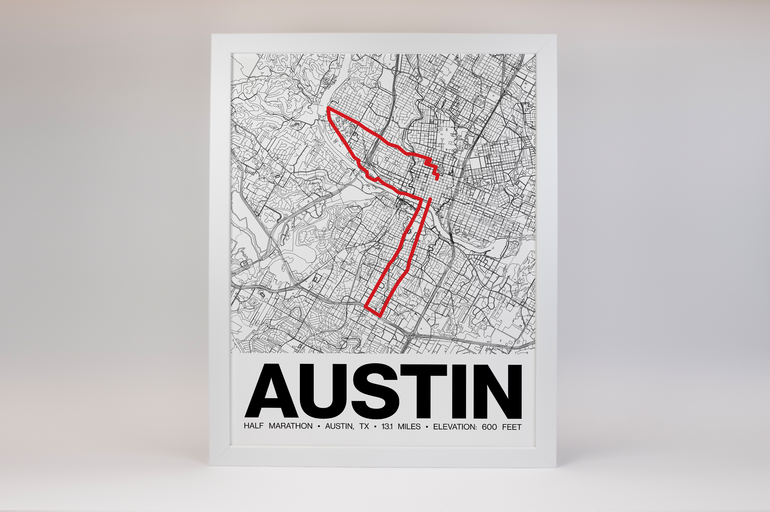 Austin Half Marathon Poster - Grid Style