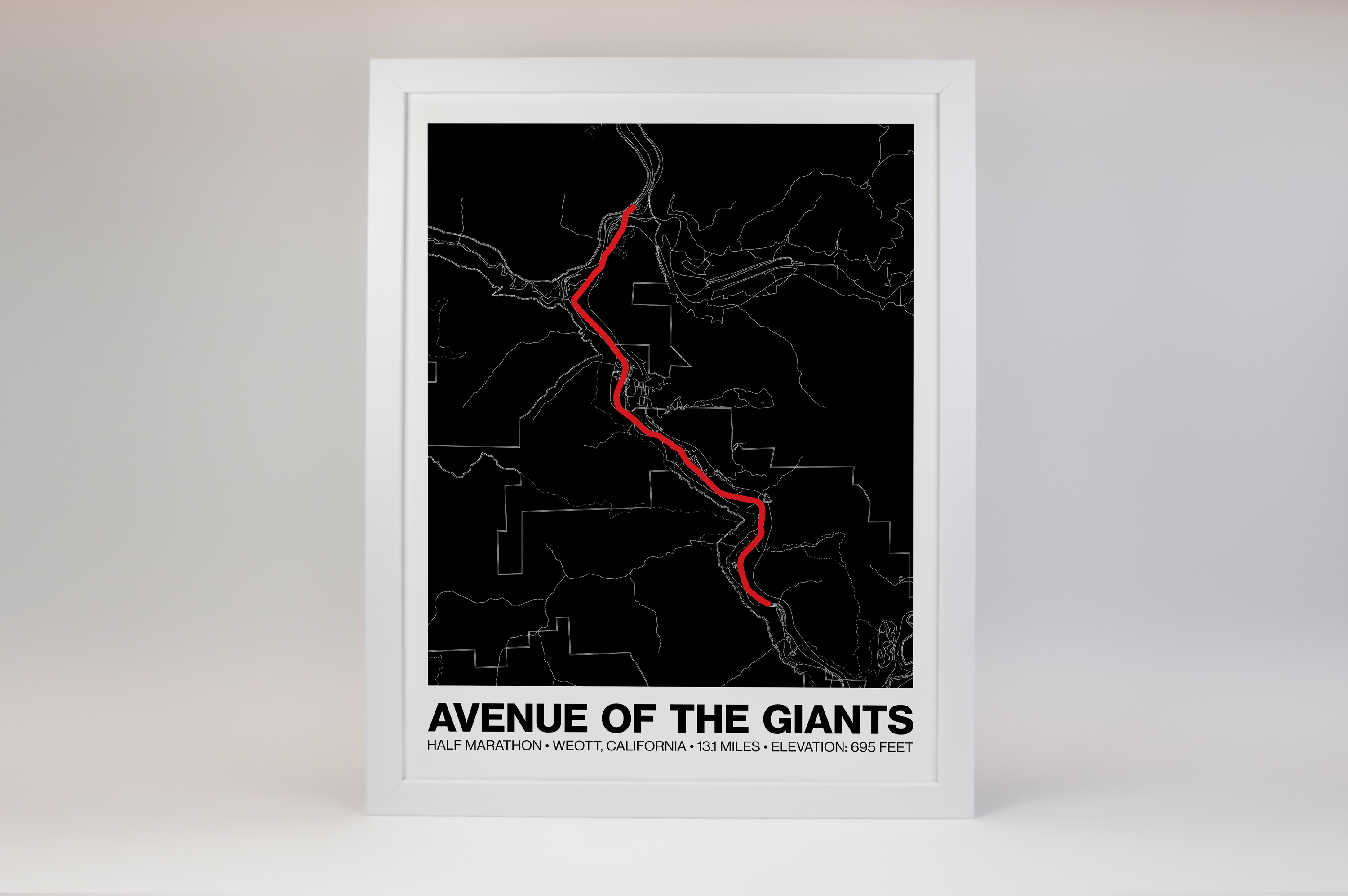 Avenue of the Giants Half Marathon Poster - Grid Style