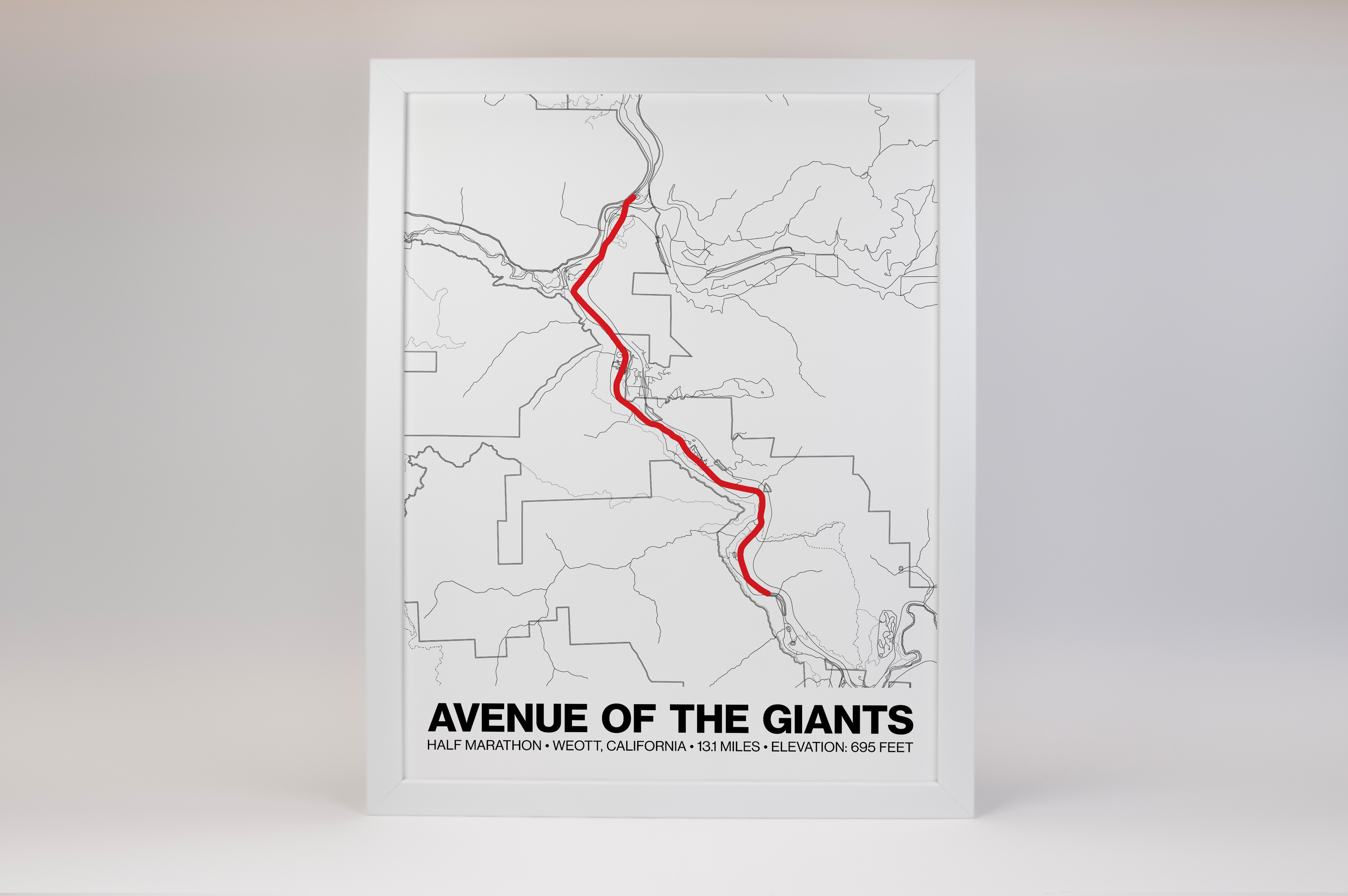 Avenue of the Giants Half Marathon Poster - Grid Style
