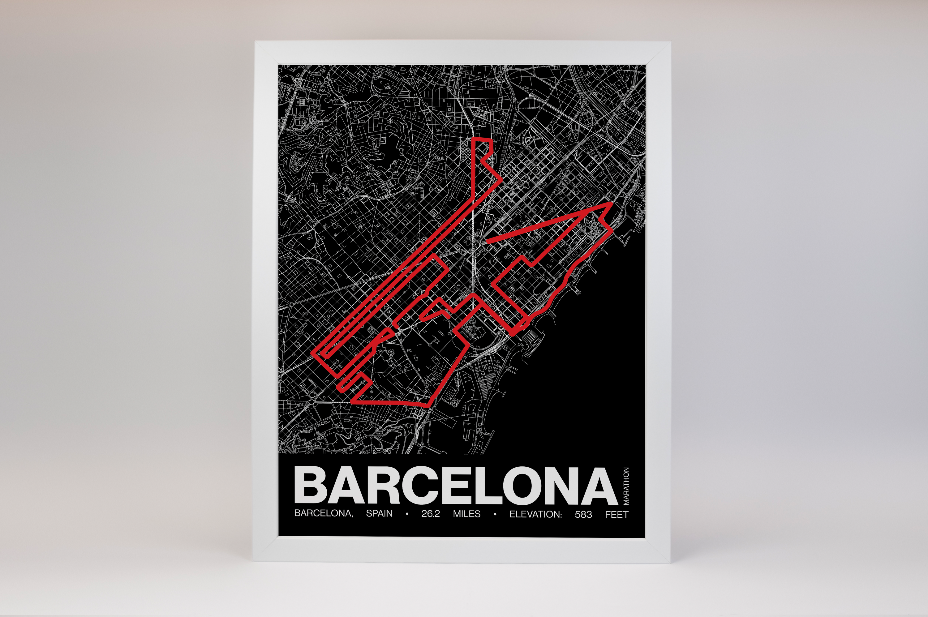 Barcelona Marathon Poster - Grid Style