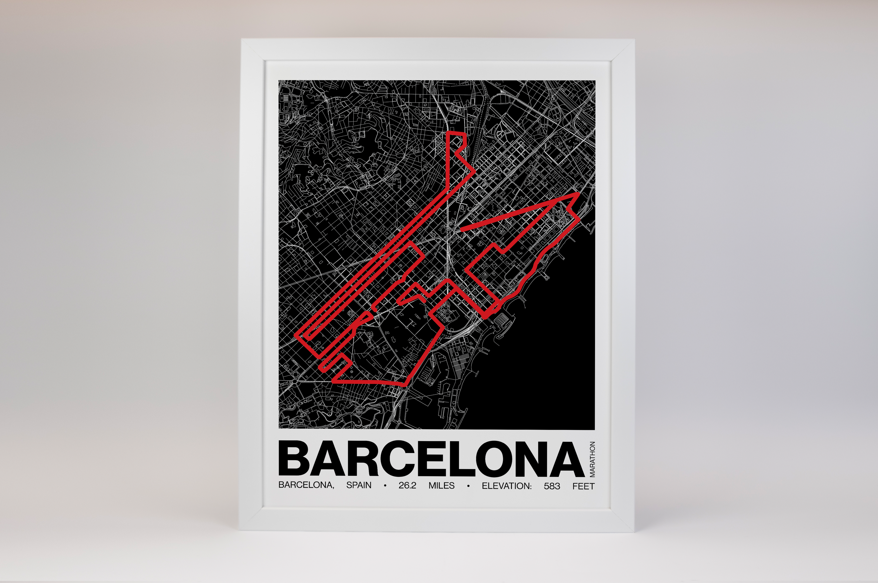 Barcelona Marathon Poster - Grid Style