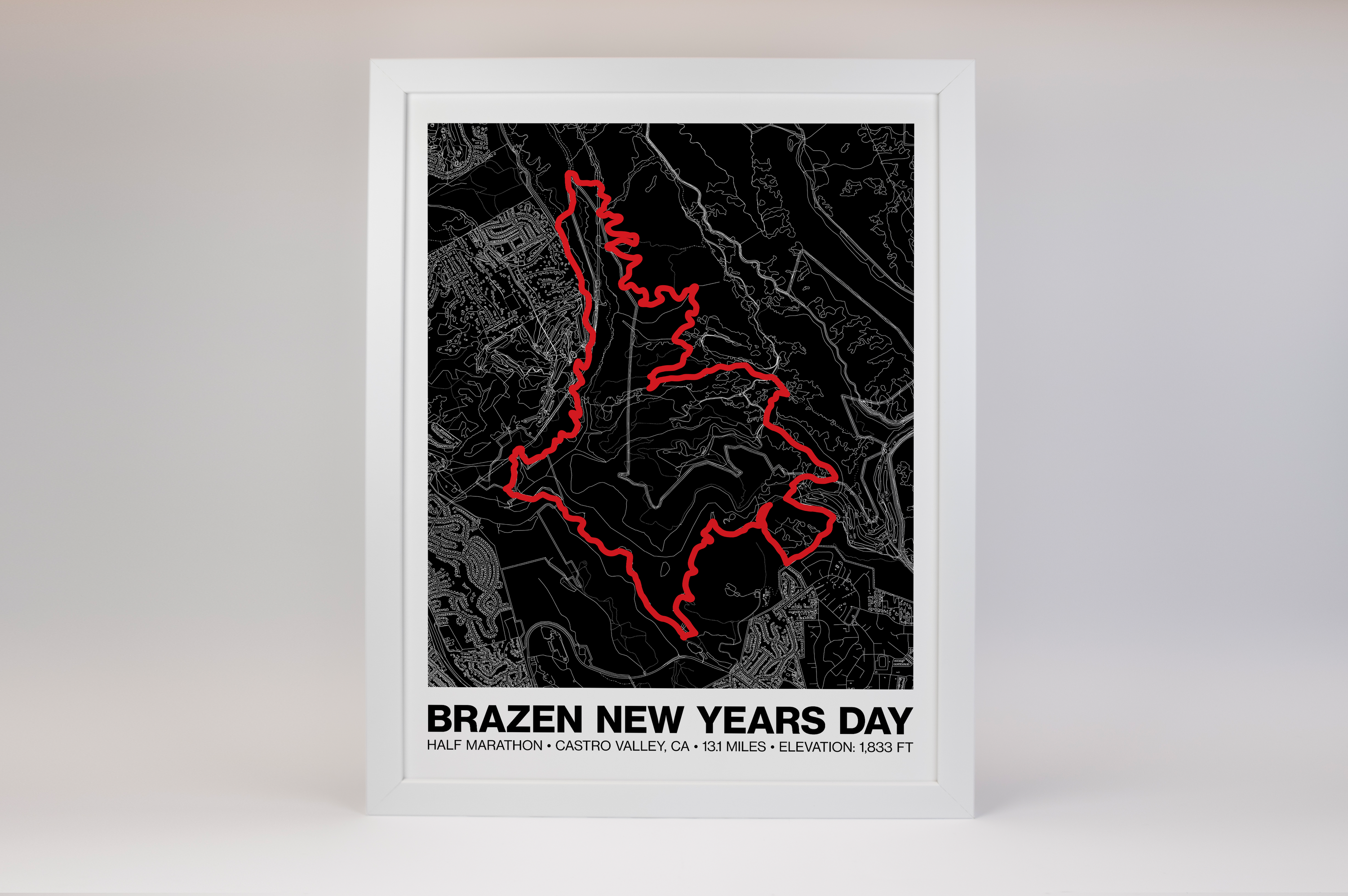 Brazen New Years Day Half Marathon Poster - Grid Style