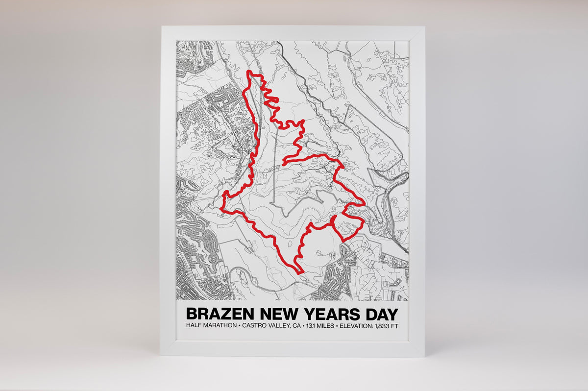 Brazen New Years Day Half Marathon Poster - Grid Style