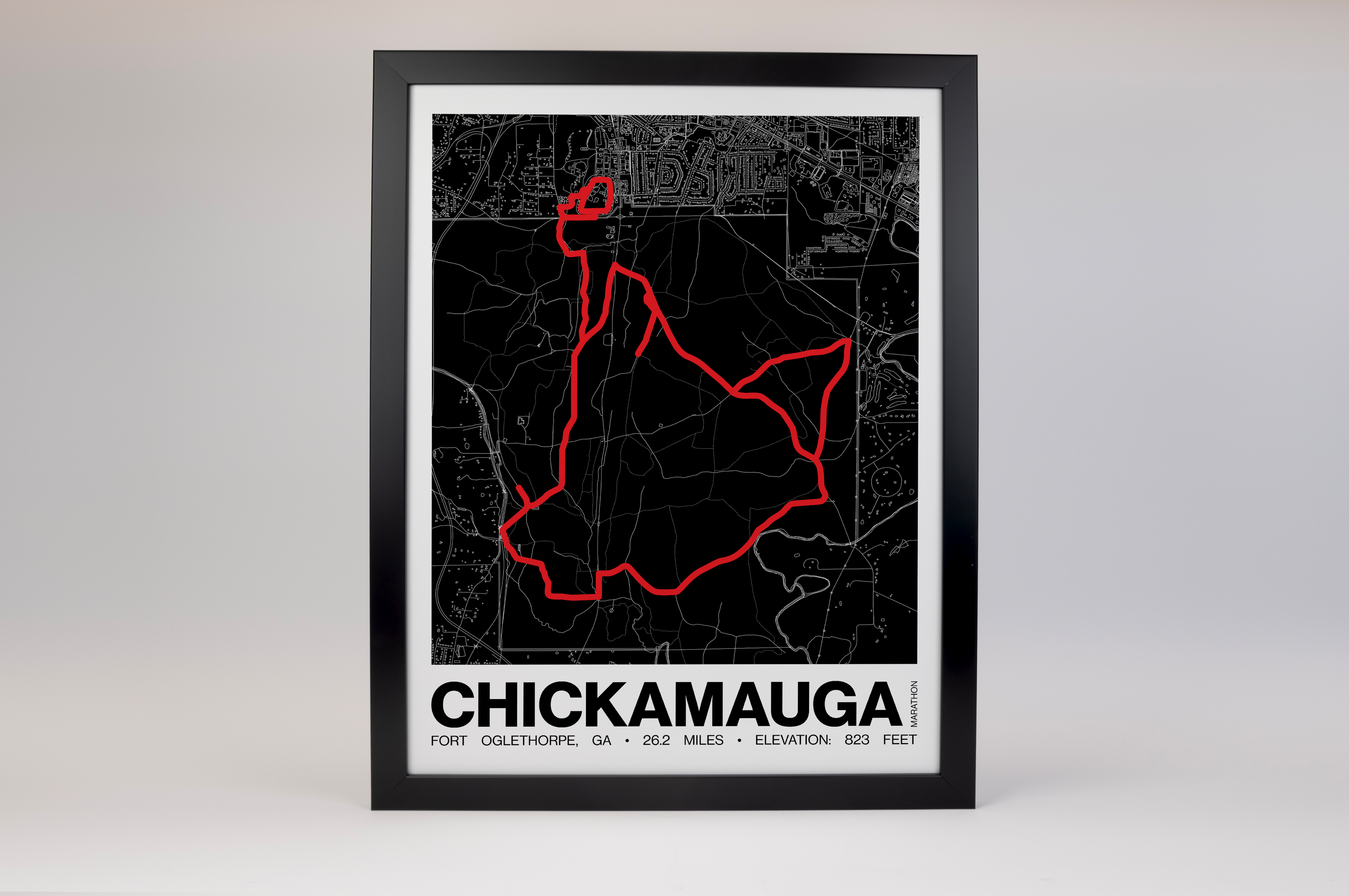 Chickamauga Battlefield Marathon Poster - Grid Style