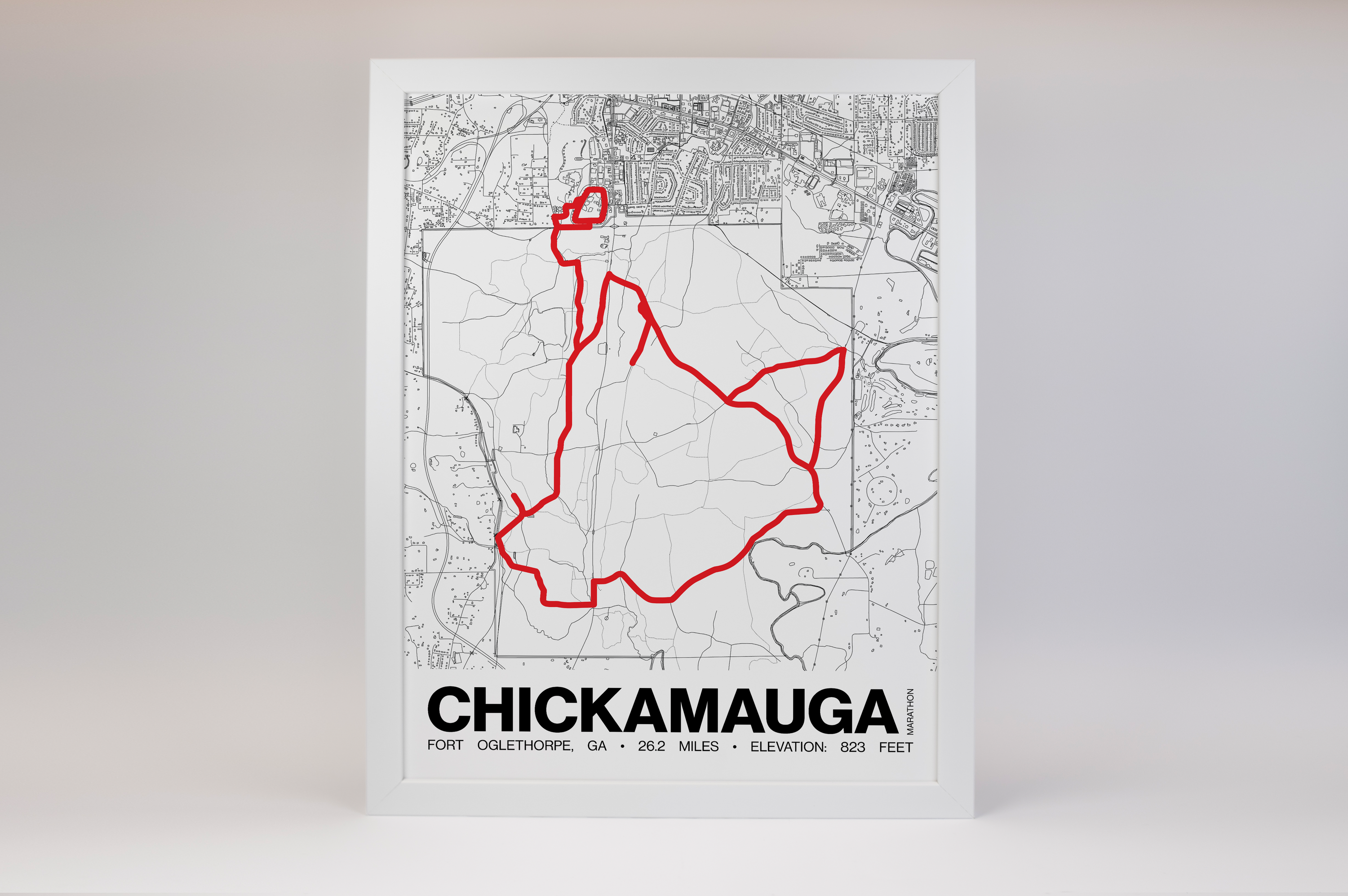 Chickamauga Battlefield Marathon Poster - Grid Style