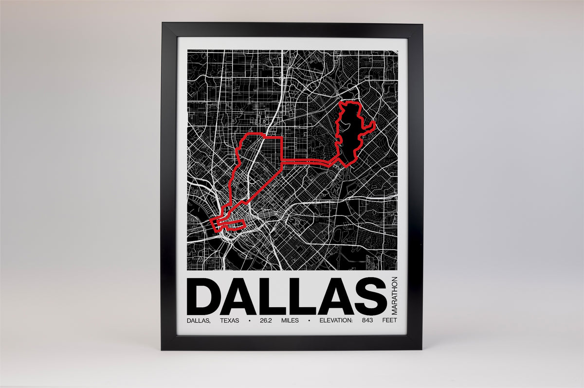Dallas White Rock Marathon Poster - Grid Style