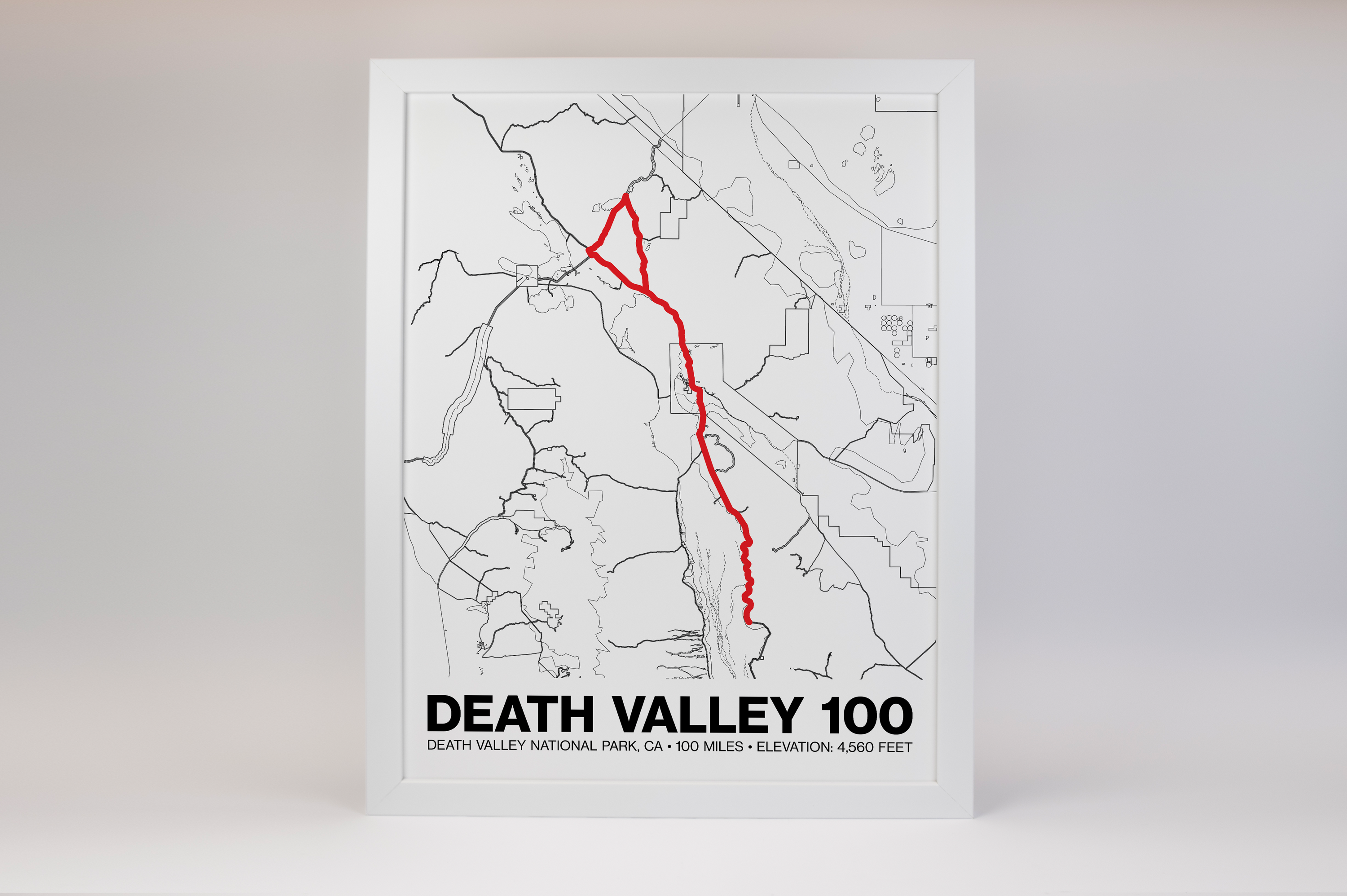 Death Valley Century - 100 Miles Poster - Grid Style