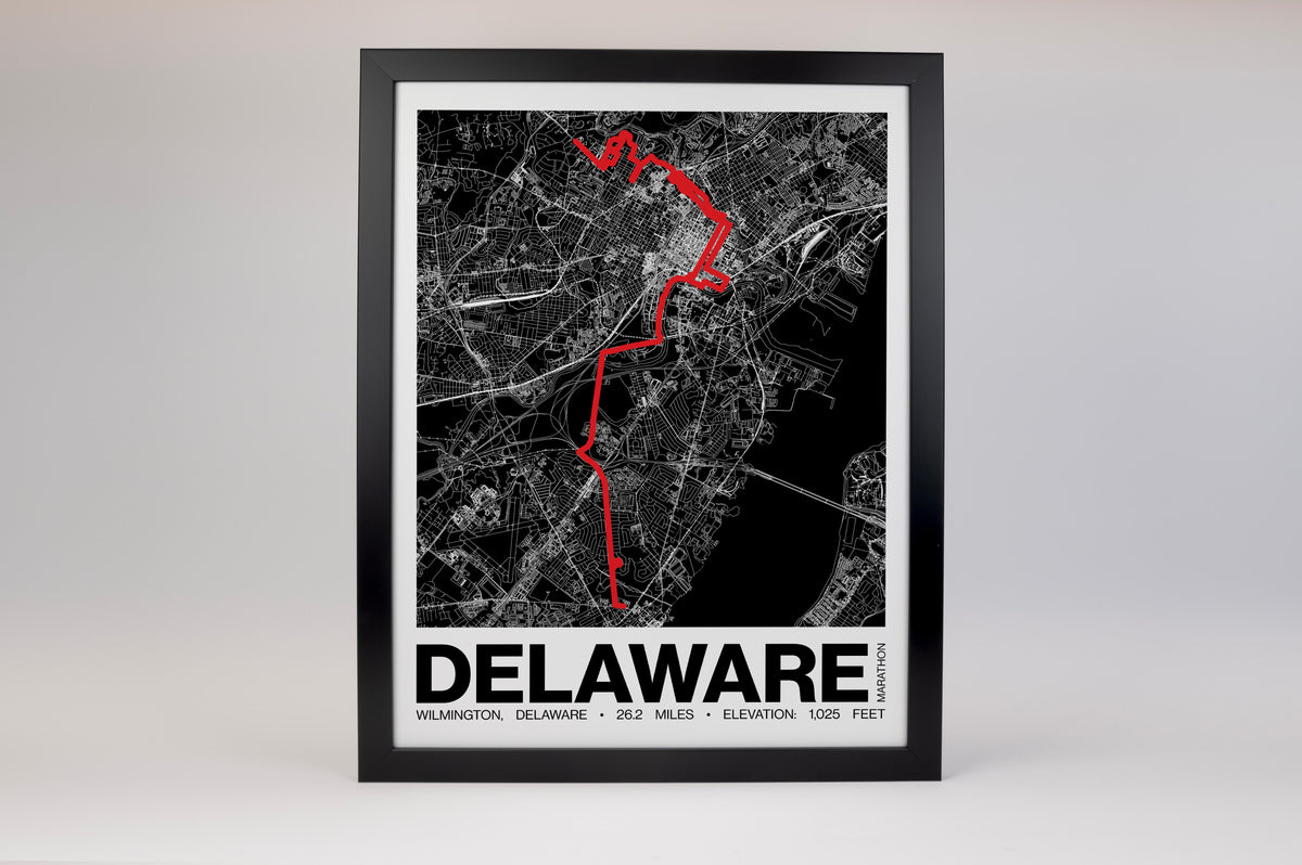 Delaware Marathon Running Festival Marathon Poster - Grid Style