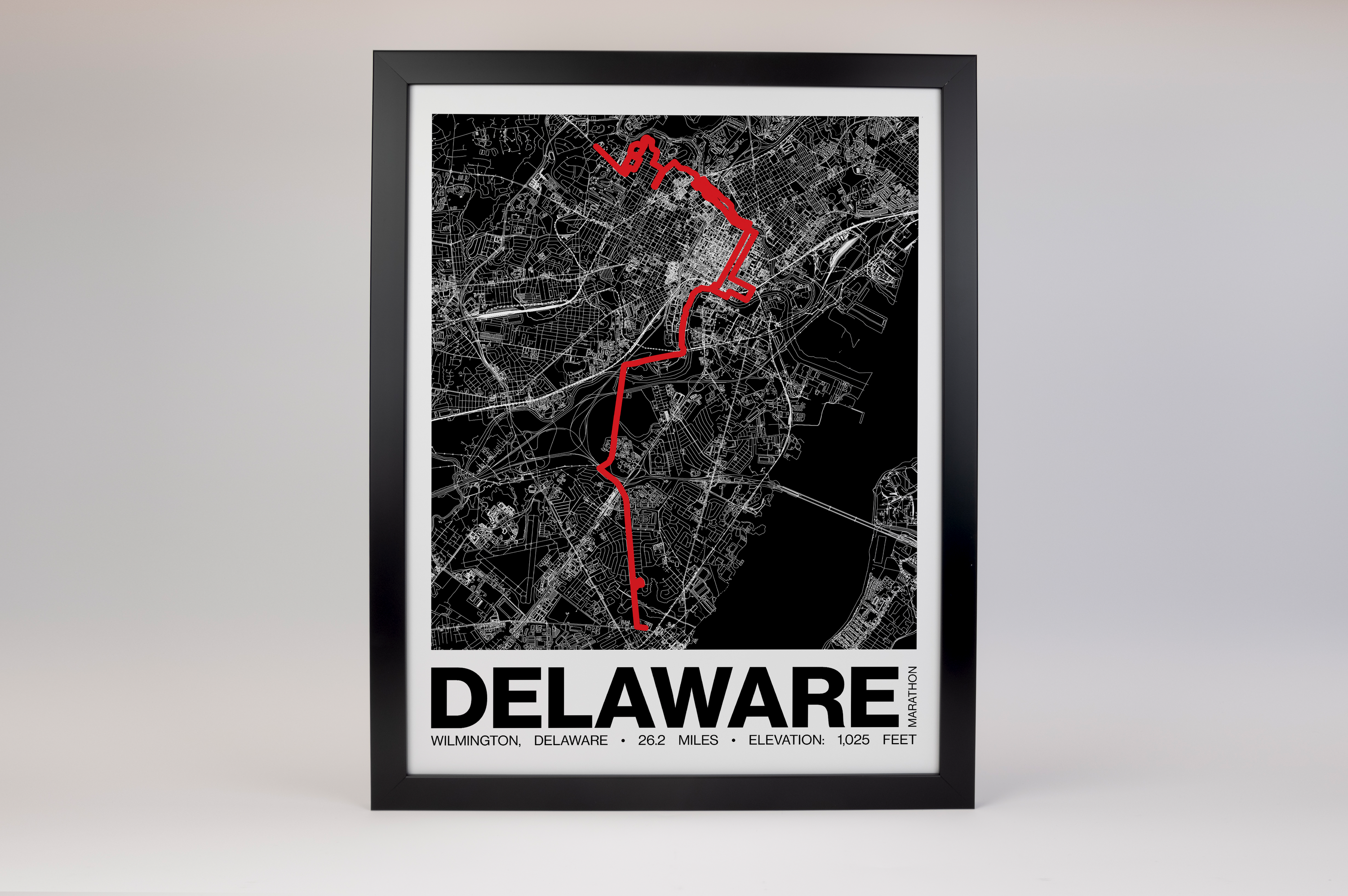 Delaware Marathon Running Festival Marathon Poster - Grid Style