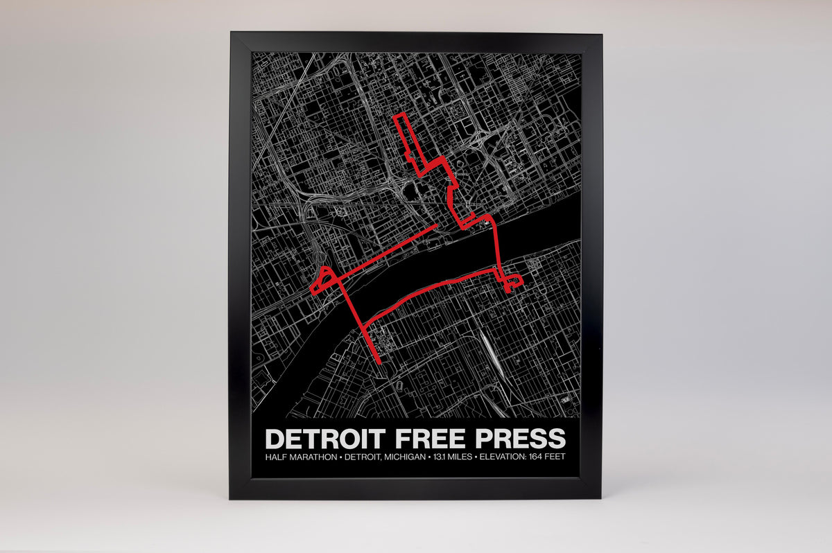 Detroit Free Press Half Marathon Poster - Grid Style