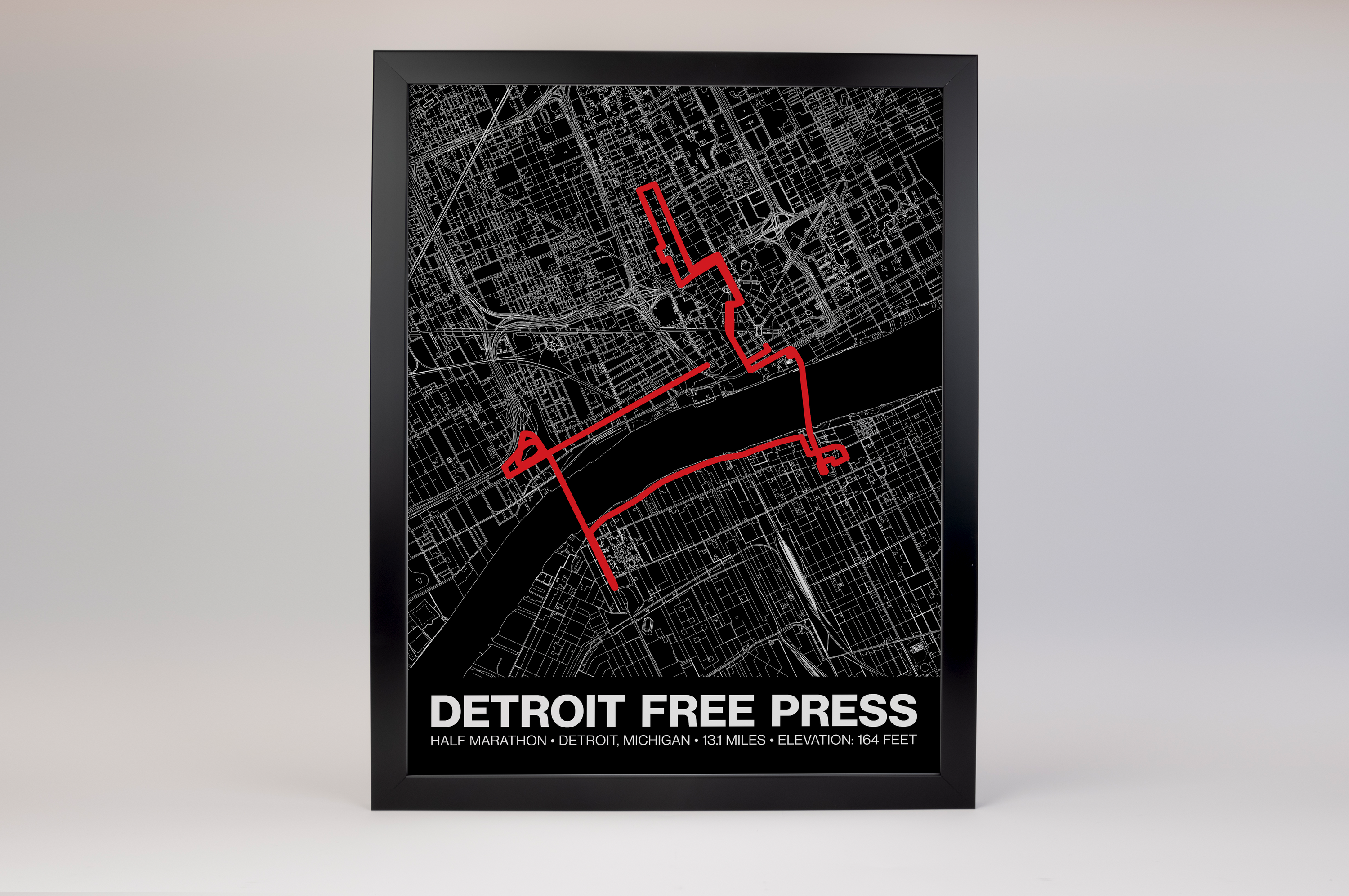 Detroit Free Press Half Marathon Poster - Grid Style