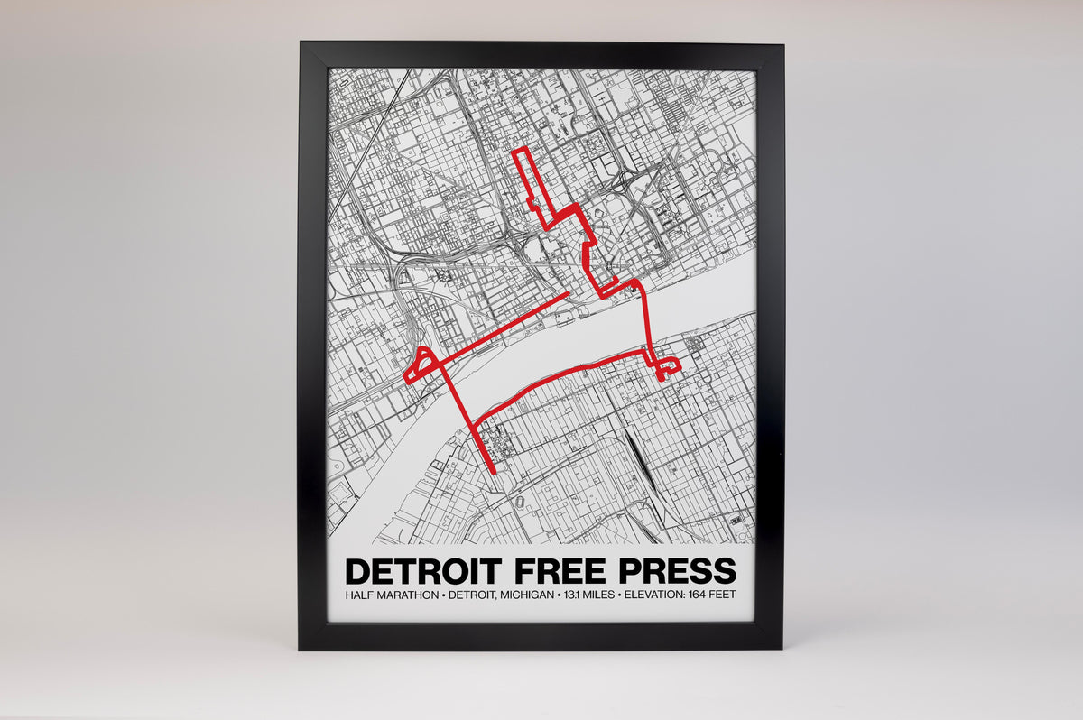 Detroit Free Press Half Marathon Poster - Grid Style
