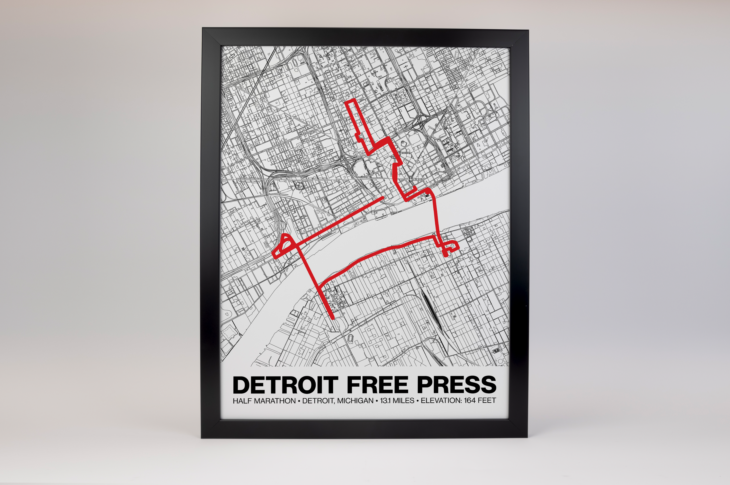 Detroit Free Press Half Marathon Poster - Grid Style