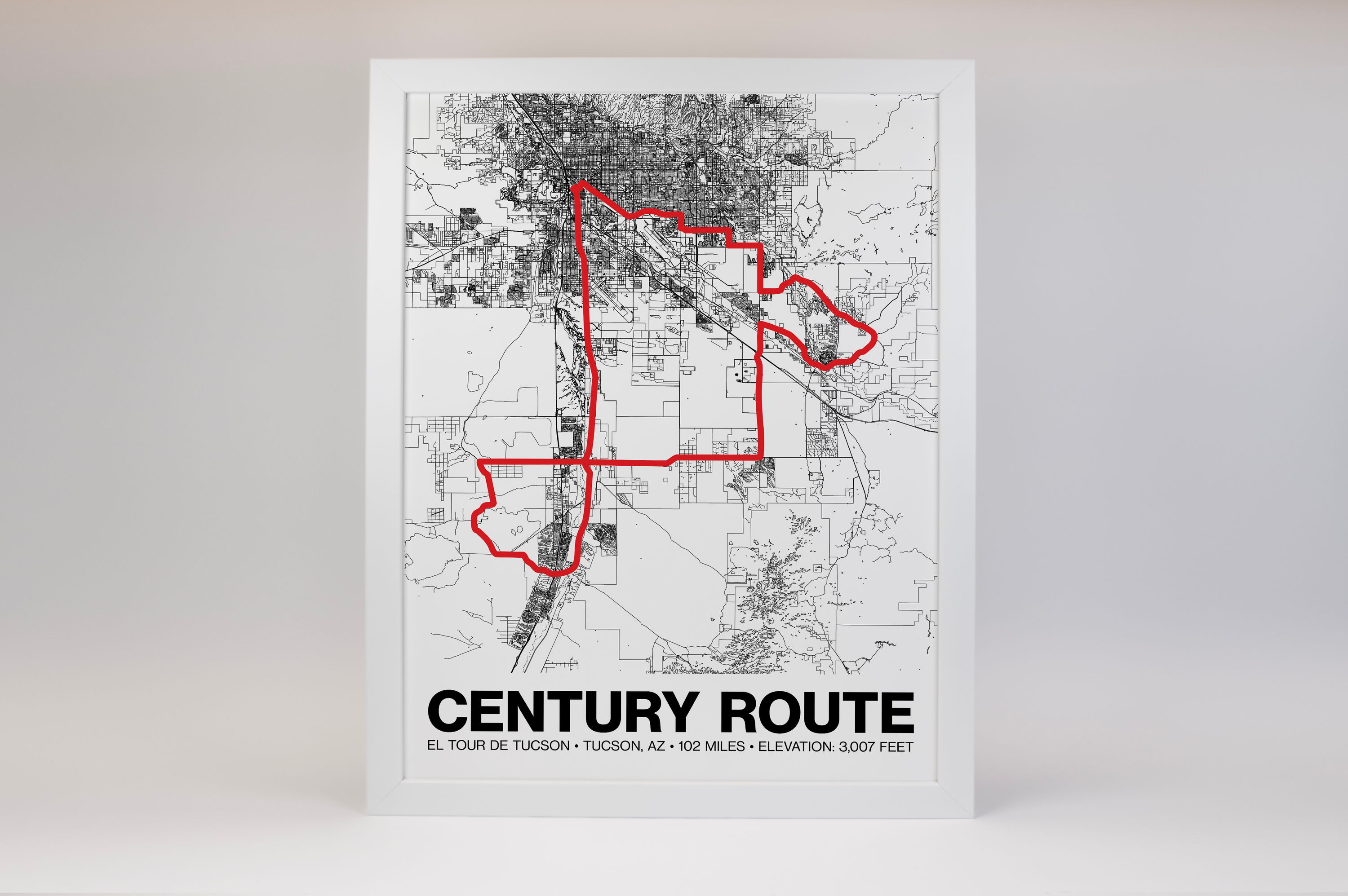El Tour de Tucson 102 Mile Poster - Grid Style
