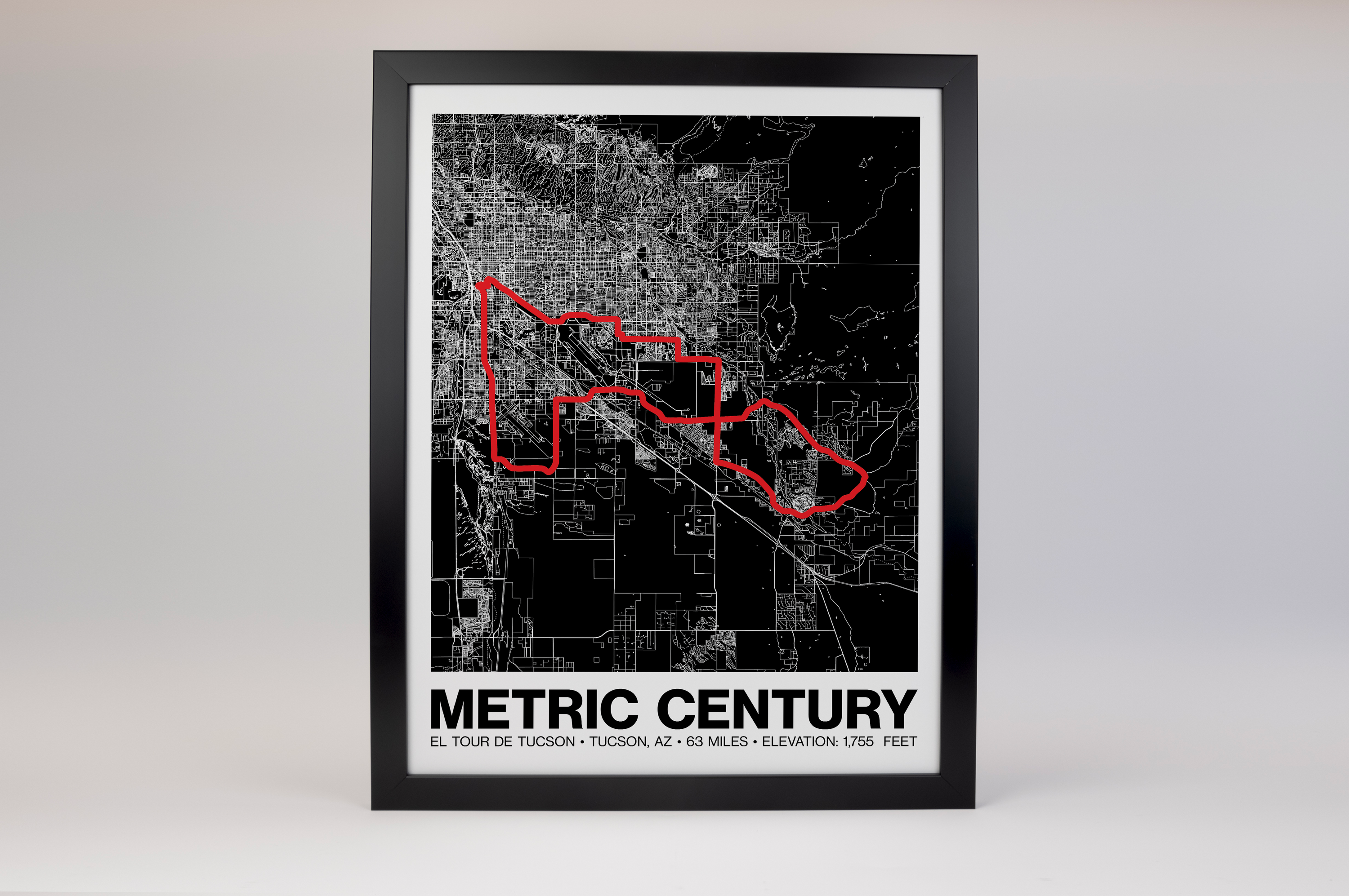 El Tour de Tucson 63  Mile Poster - Grid Style