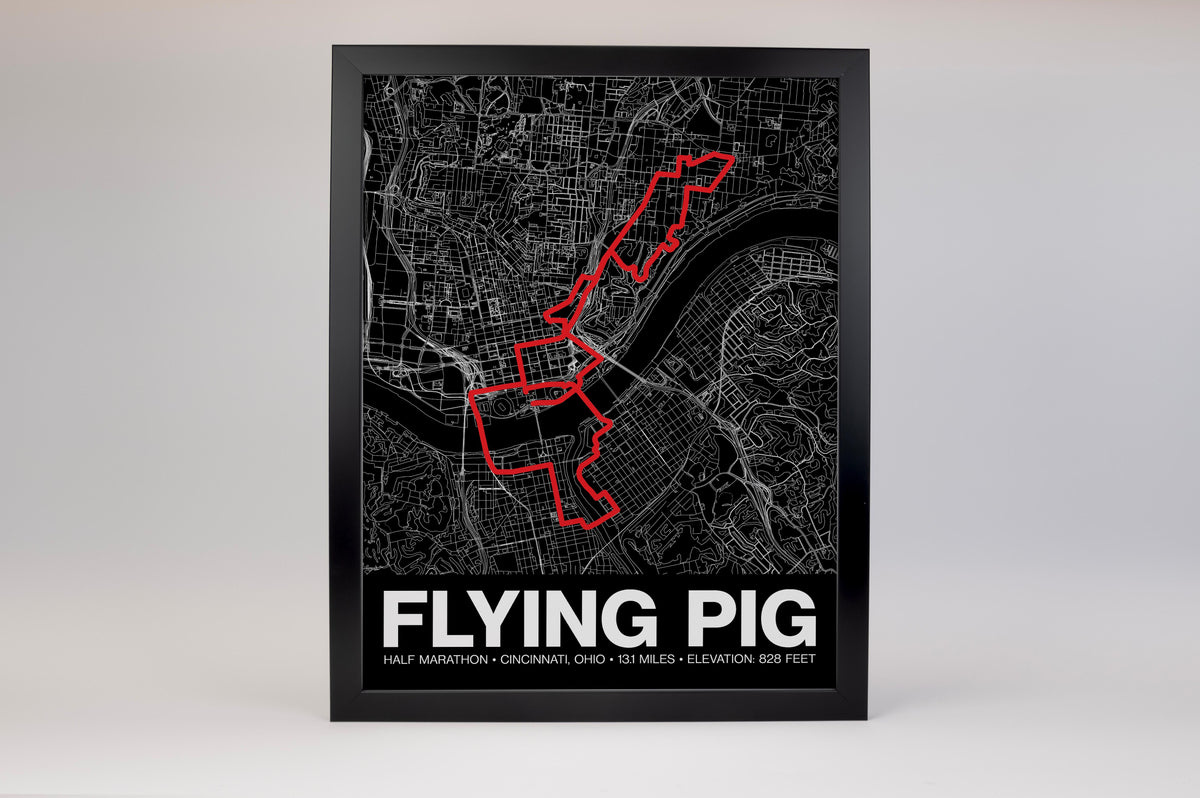 Flying Pig Half Marathon Poster - Grid Style