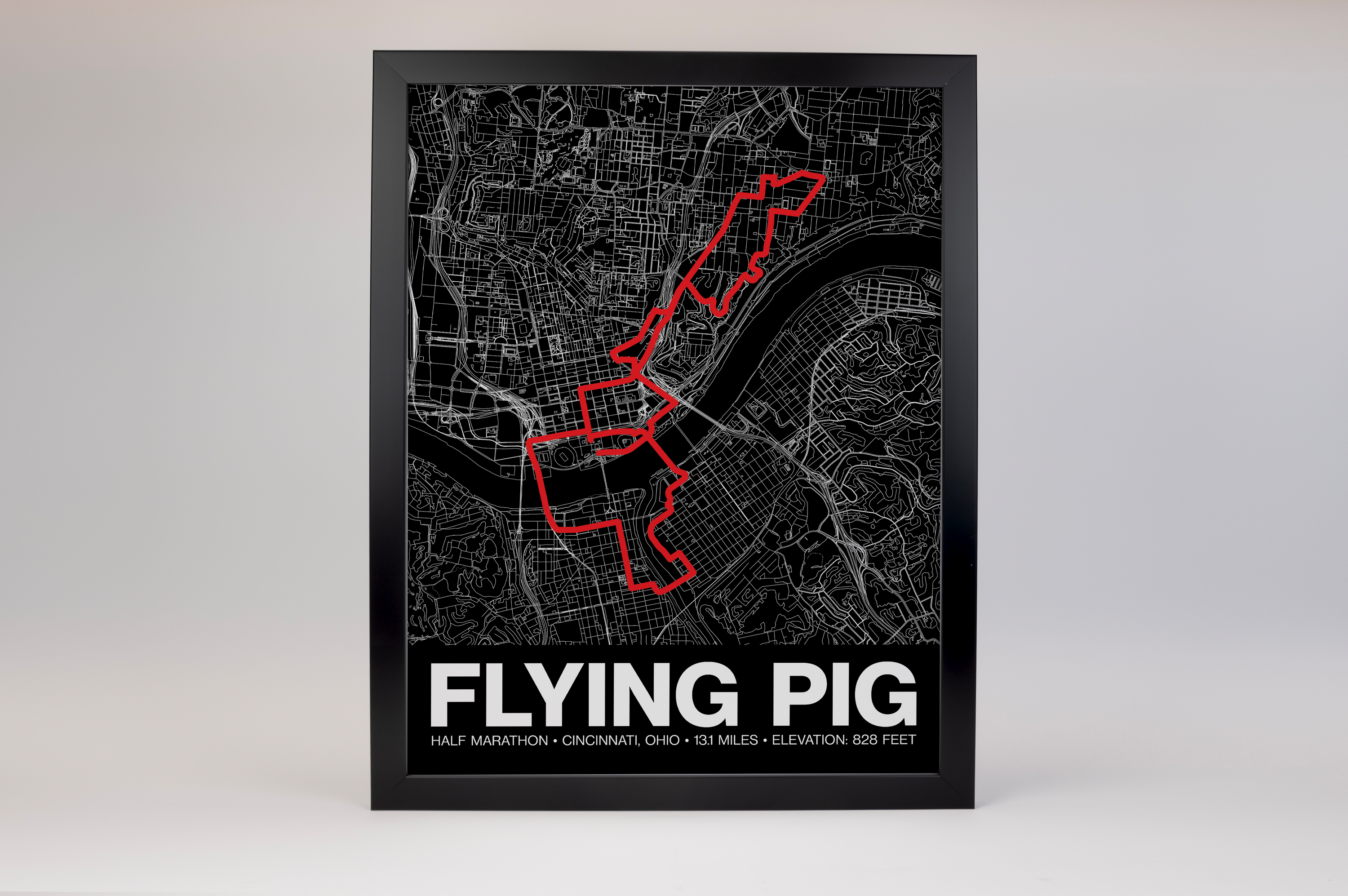 Flying Pig Half Marathon Poster - Grid Style