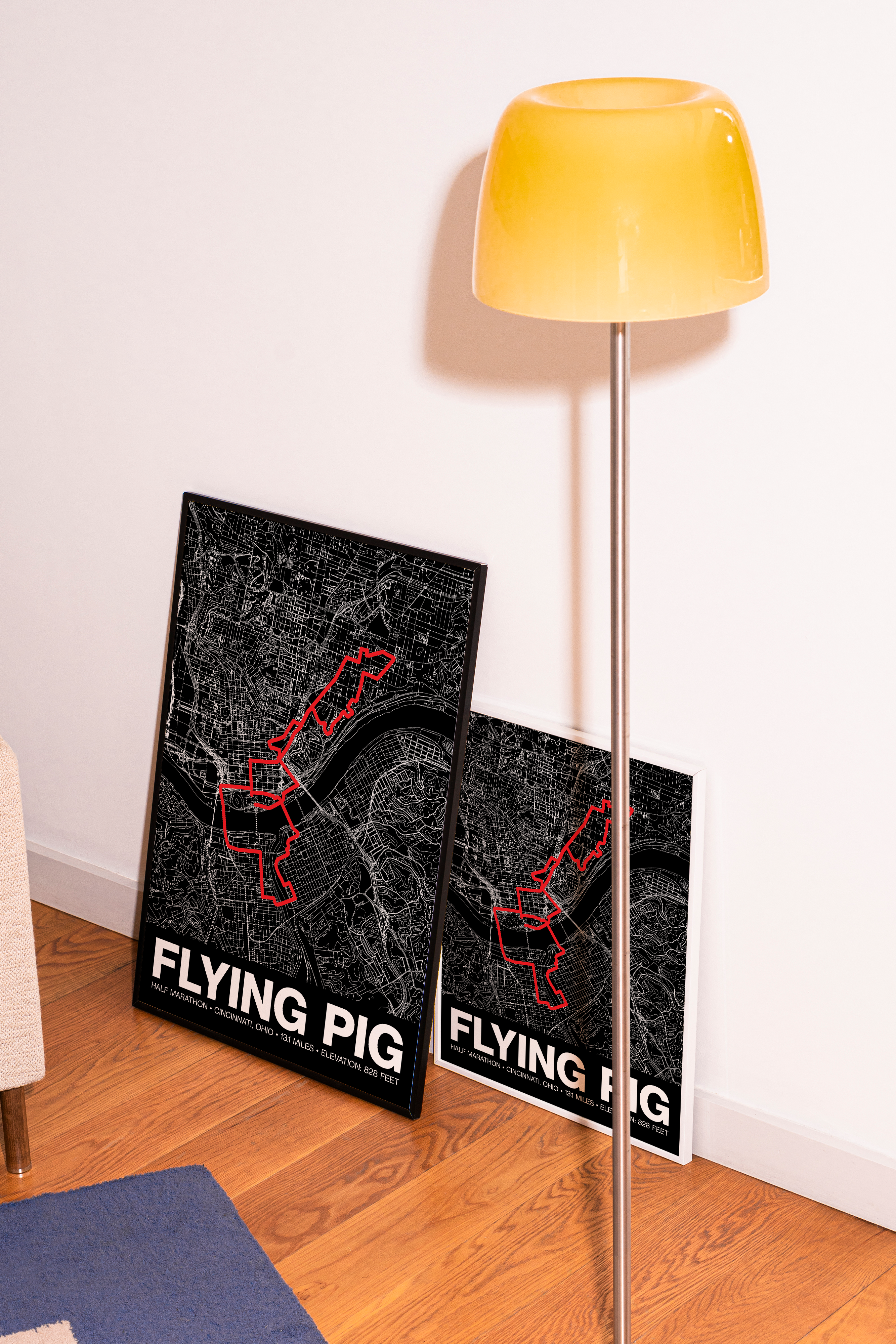 Flying Pig Half Marathon Poster - Grid Style