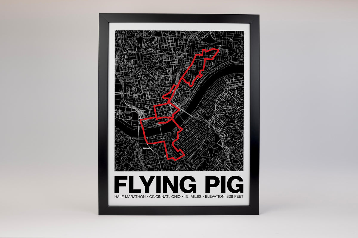 Flying Pig Half Marathon Poster - Grid Style
