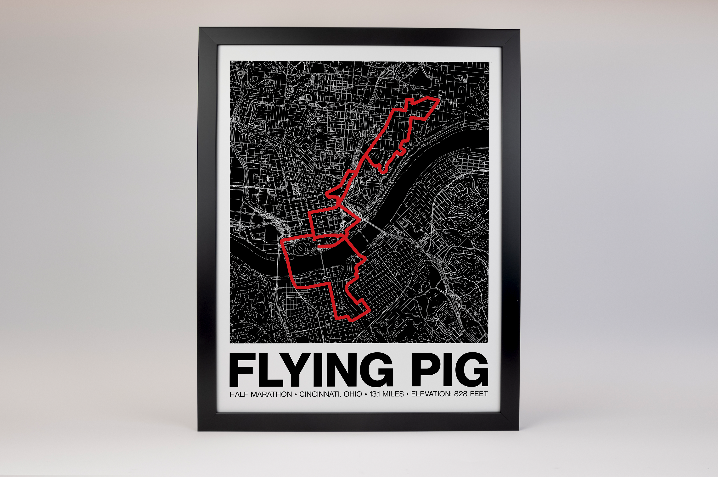 Flying Pig Half Marathon Poster - Grid Style