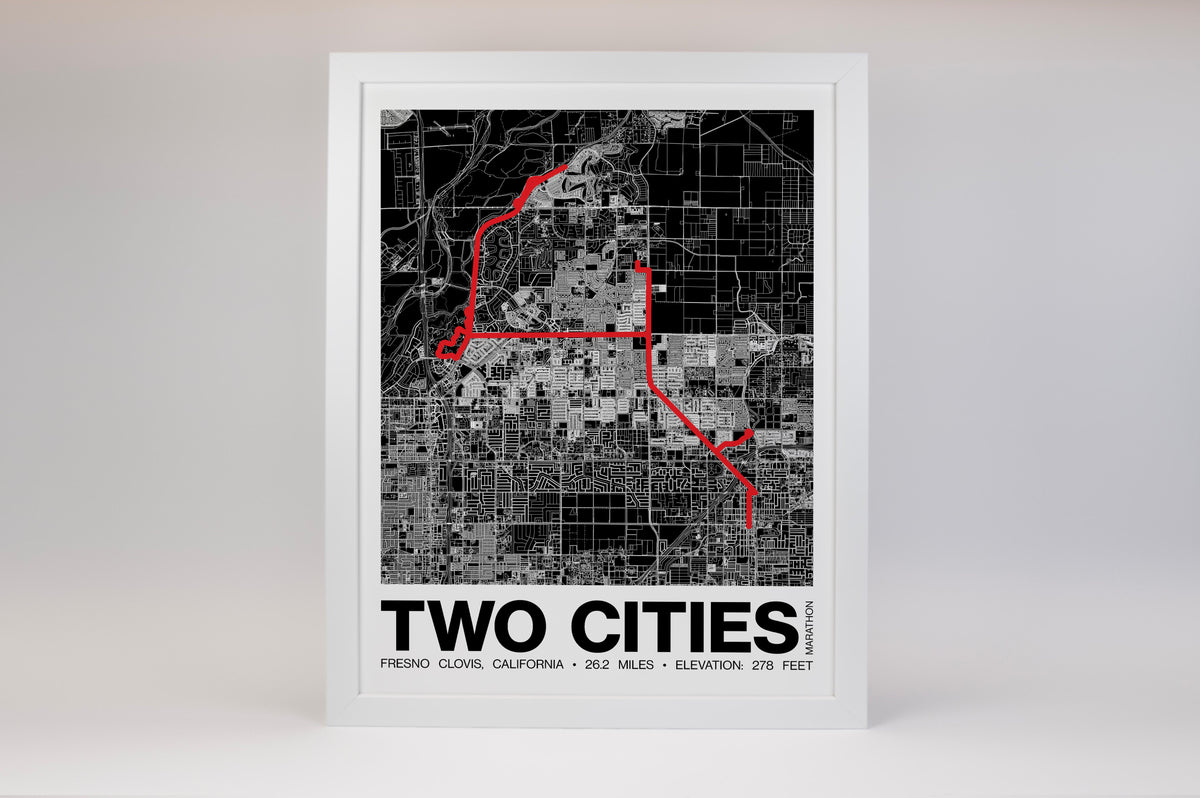 Fresno Two Cities Marathon Poster - Grid Style