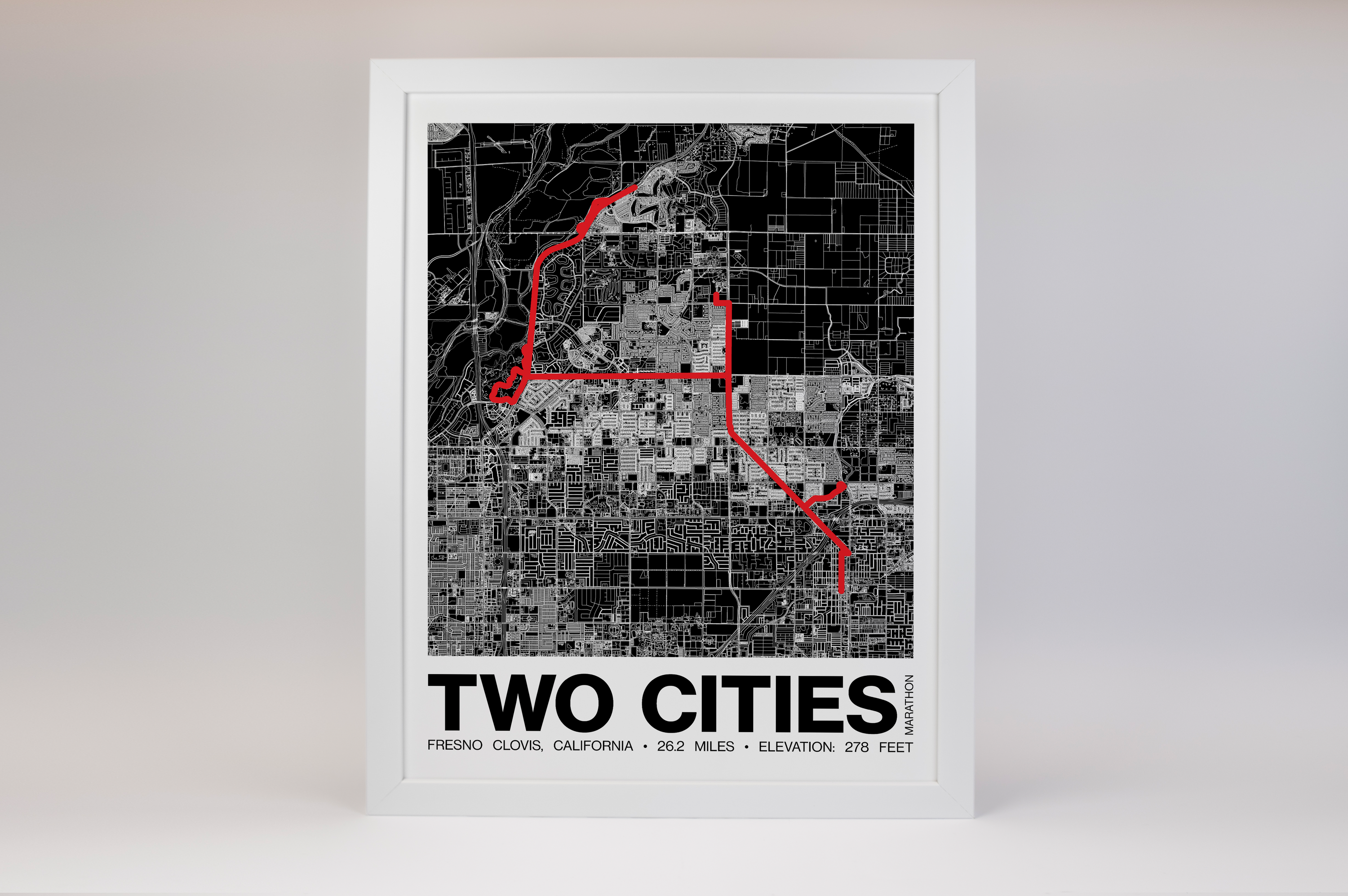 Fresno Two Cities Marathon Poster - Grid Style