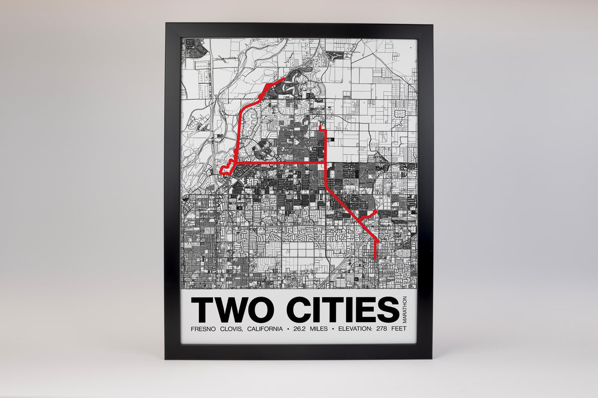 Fresno Two Cities Marathon Poster - Grid Style