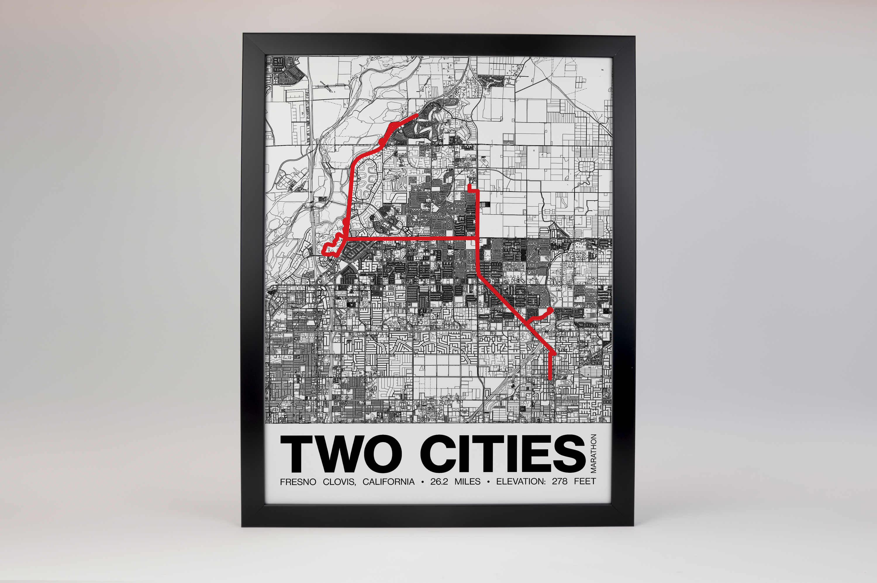 Fresno Two Cities Marathon Poster - Grid Style