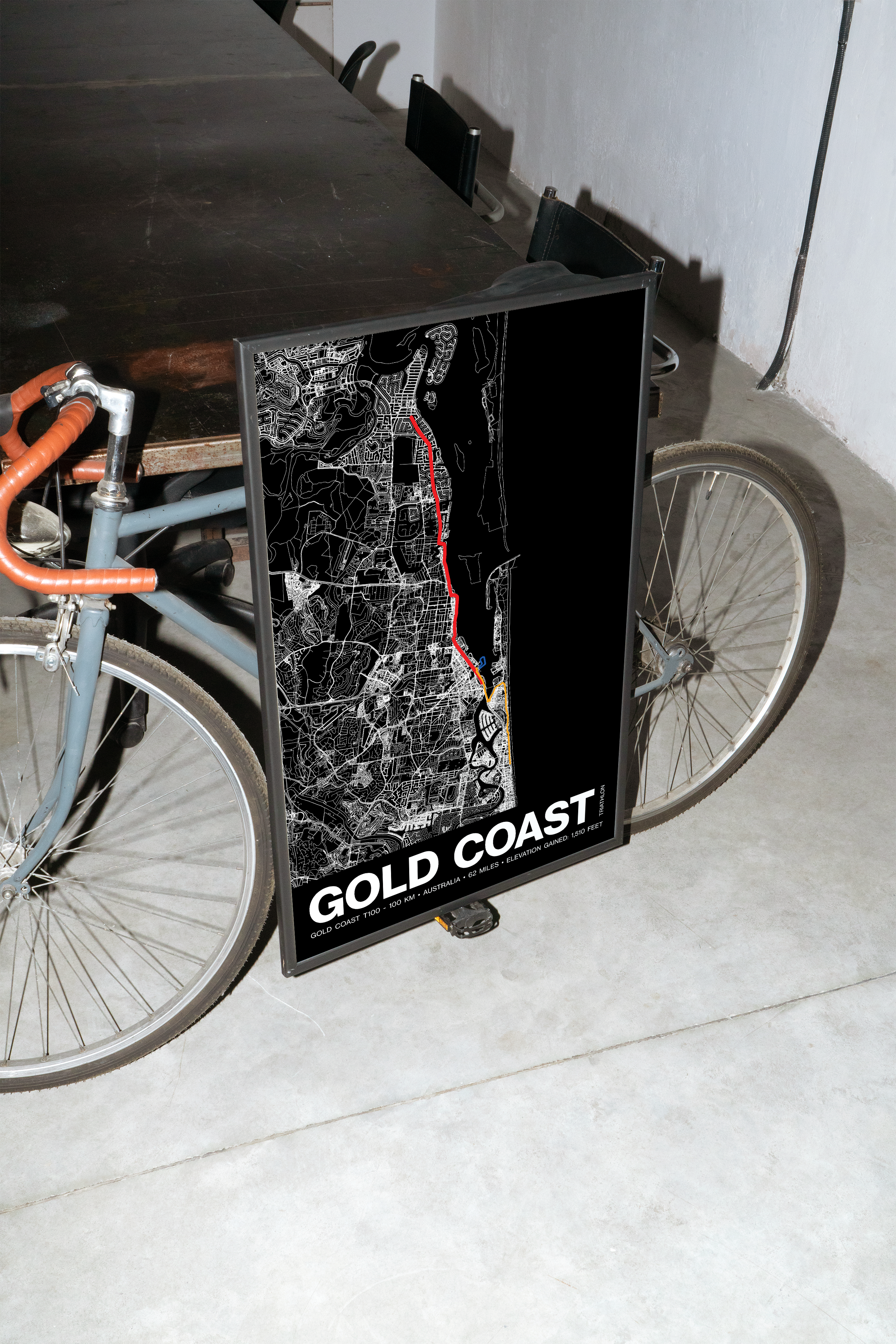 Gold Coast 100KM Triathlon Poster - Grid Style