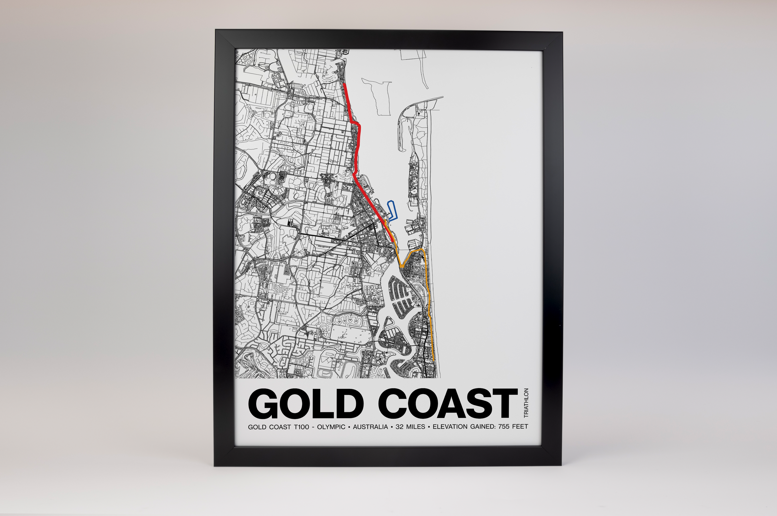 Gold Coast T100 Olympic Triathlon Poster - Grid Style