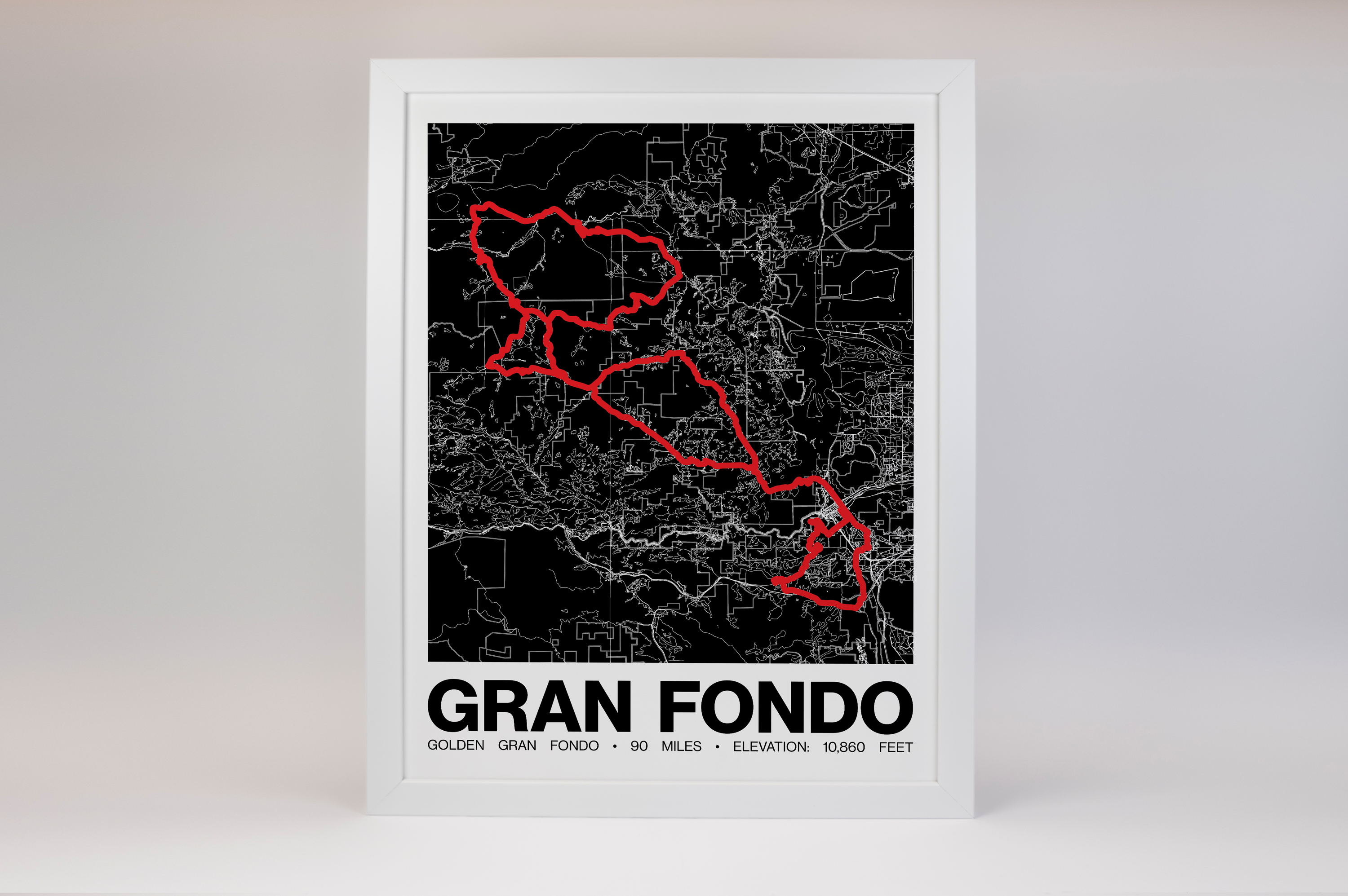 Golden Gran Fondo Poster - Grid Style