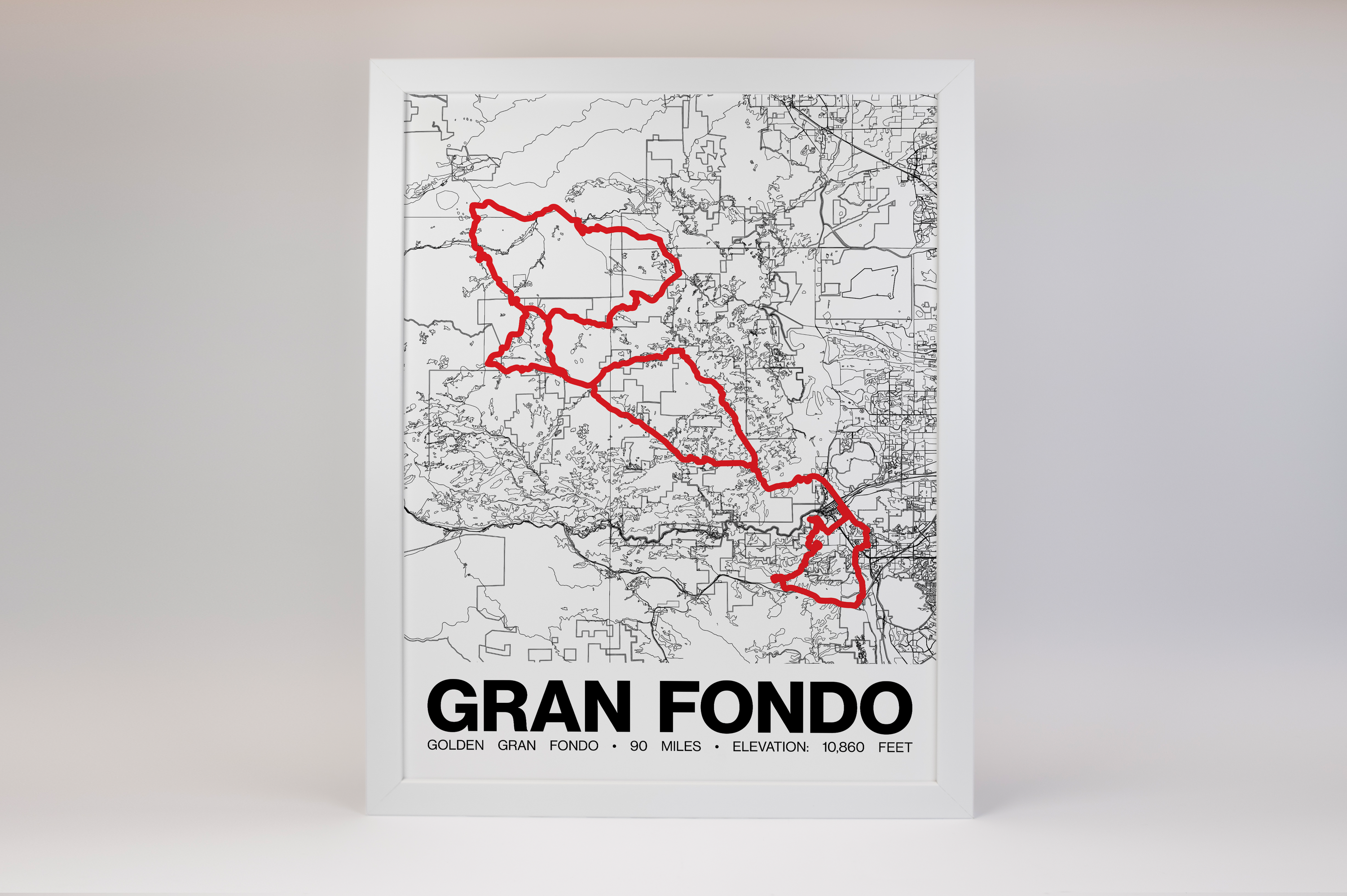 Golden Gran Fondo Poster - Grid Style