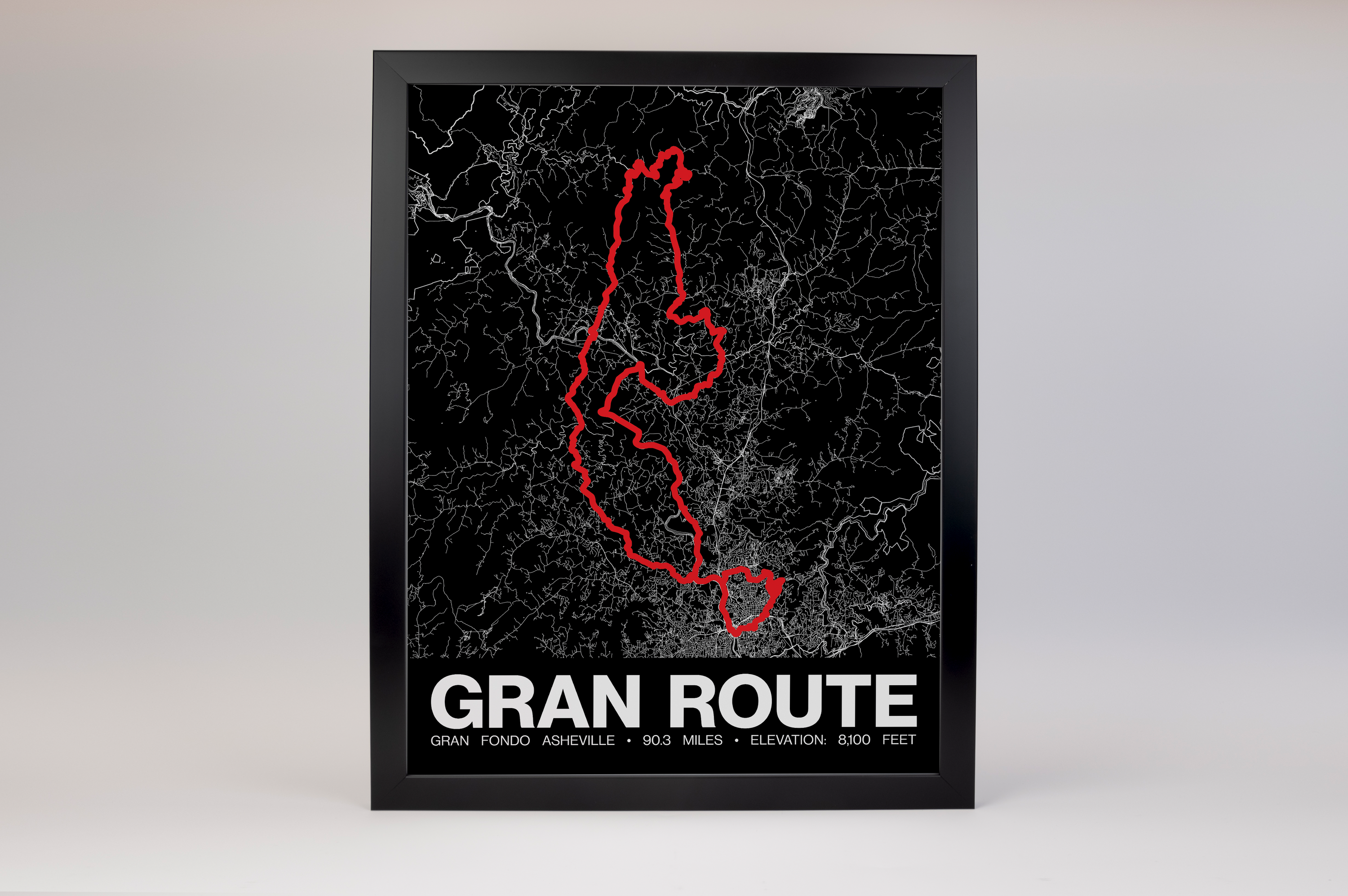 Gran Fondo Asheville Gran Route Poster - Grid Style
