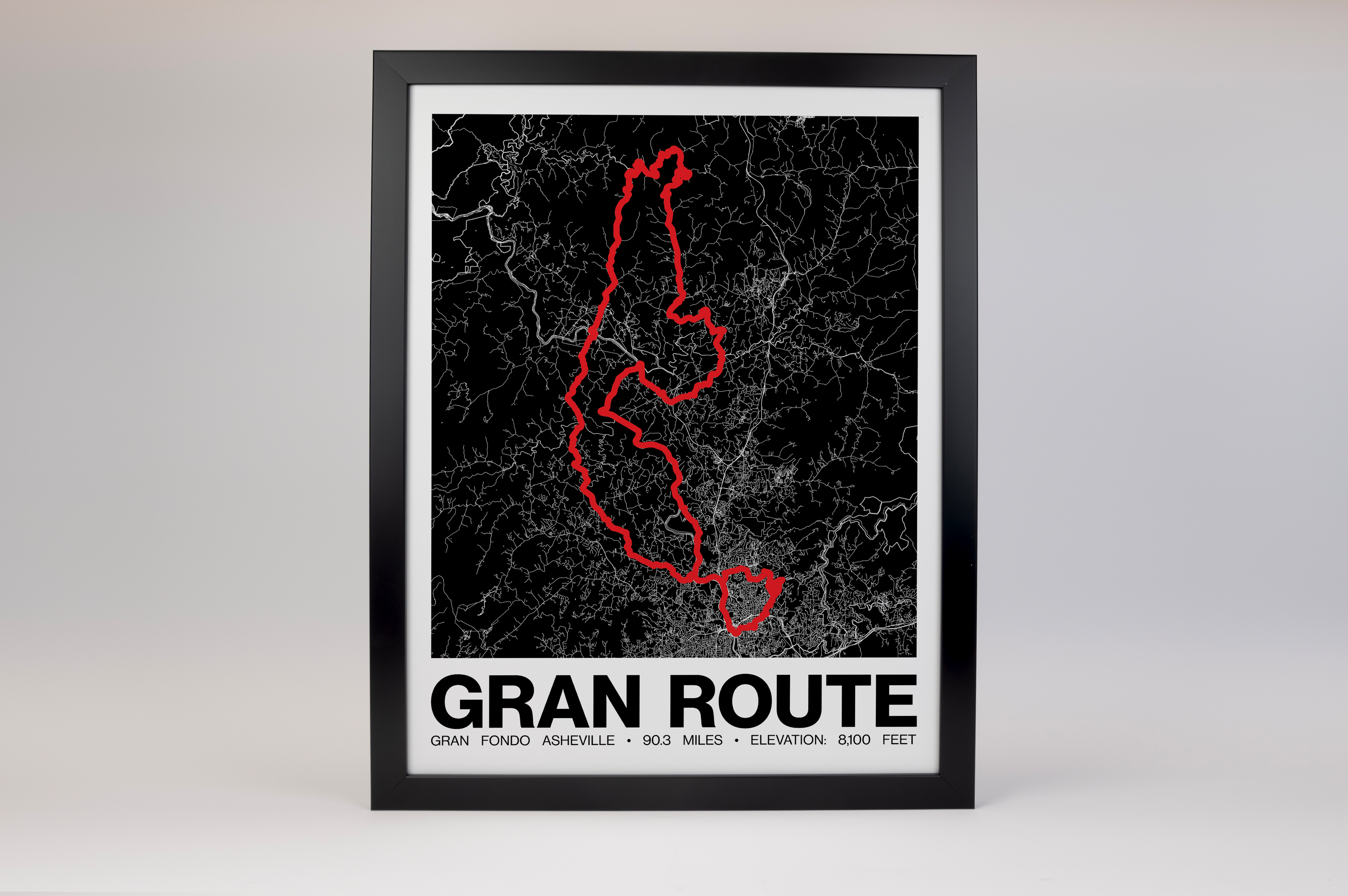 Gran Fondo Asheville Gran Route Poster - Grid Style