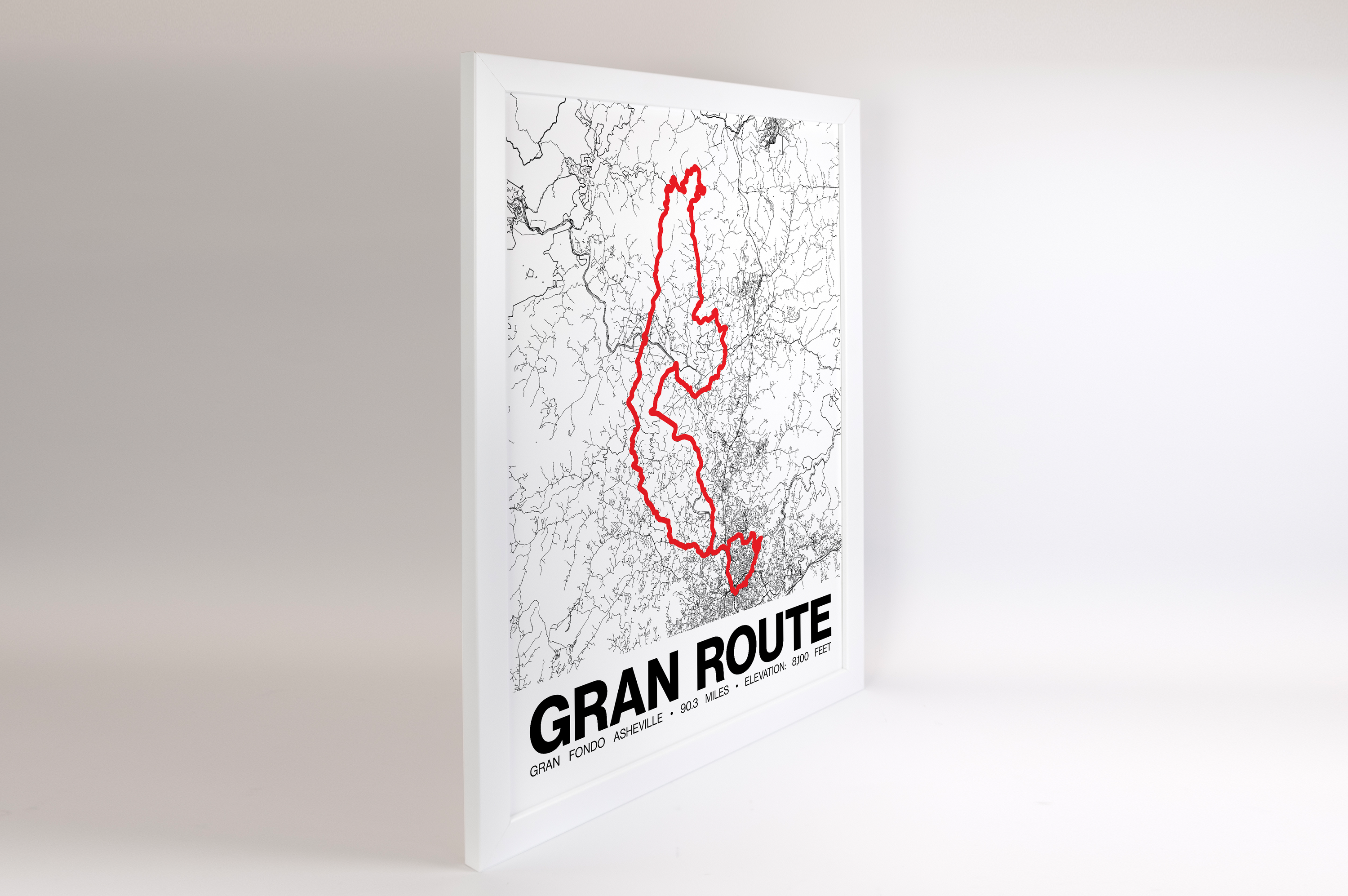Gran Fondo Asheville Gran Route Poster - Grid Style